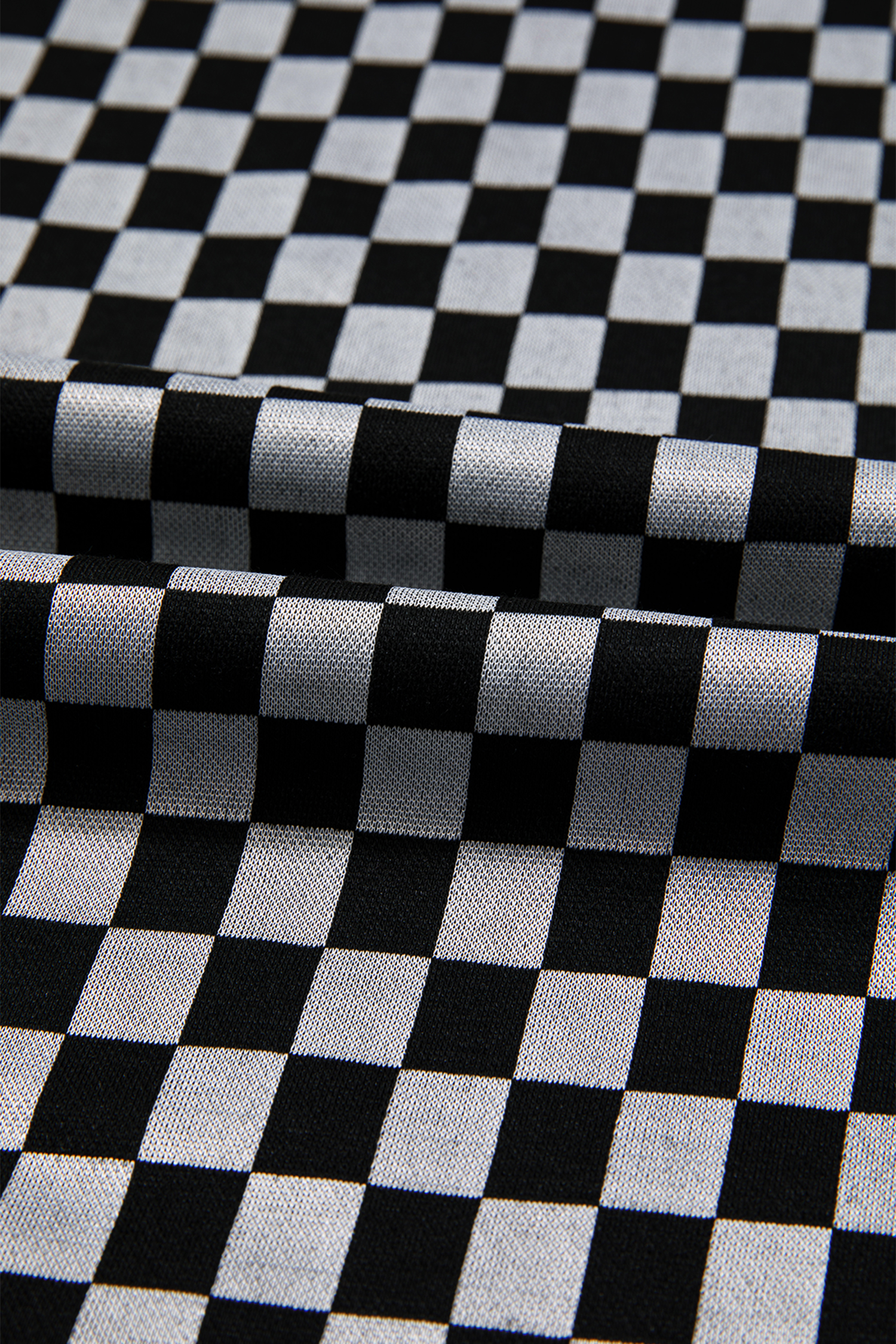 White Checkerboard Drawstring Waist Casual Pants