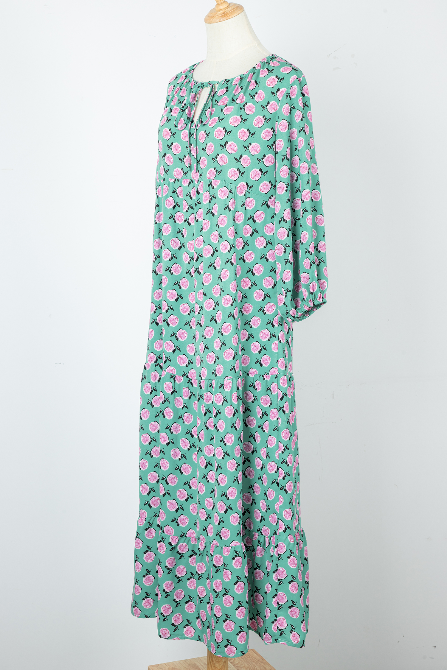 Sky Blue Boho Printed Half Sleeve Maxi Dress
