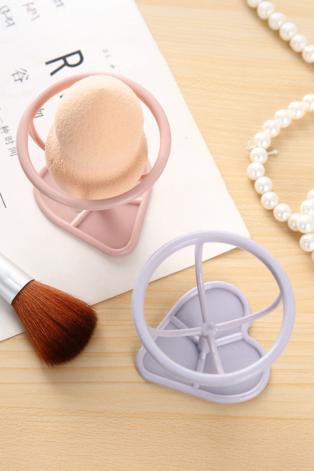 Peach Blossom Makeup Sponge PP Storage Rack