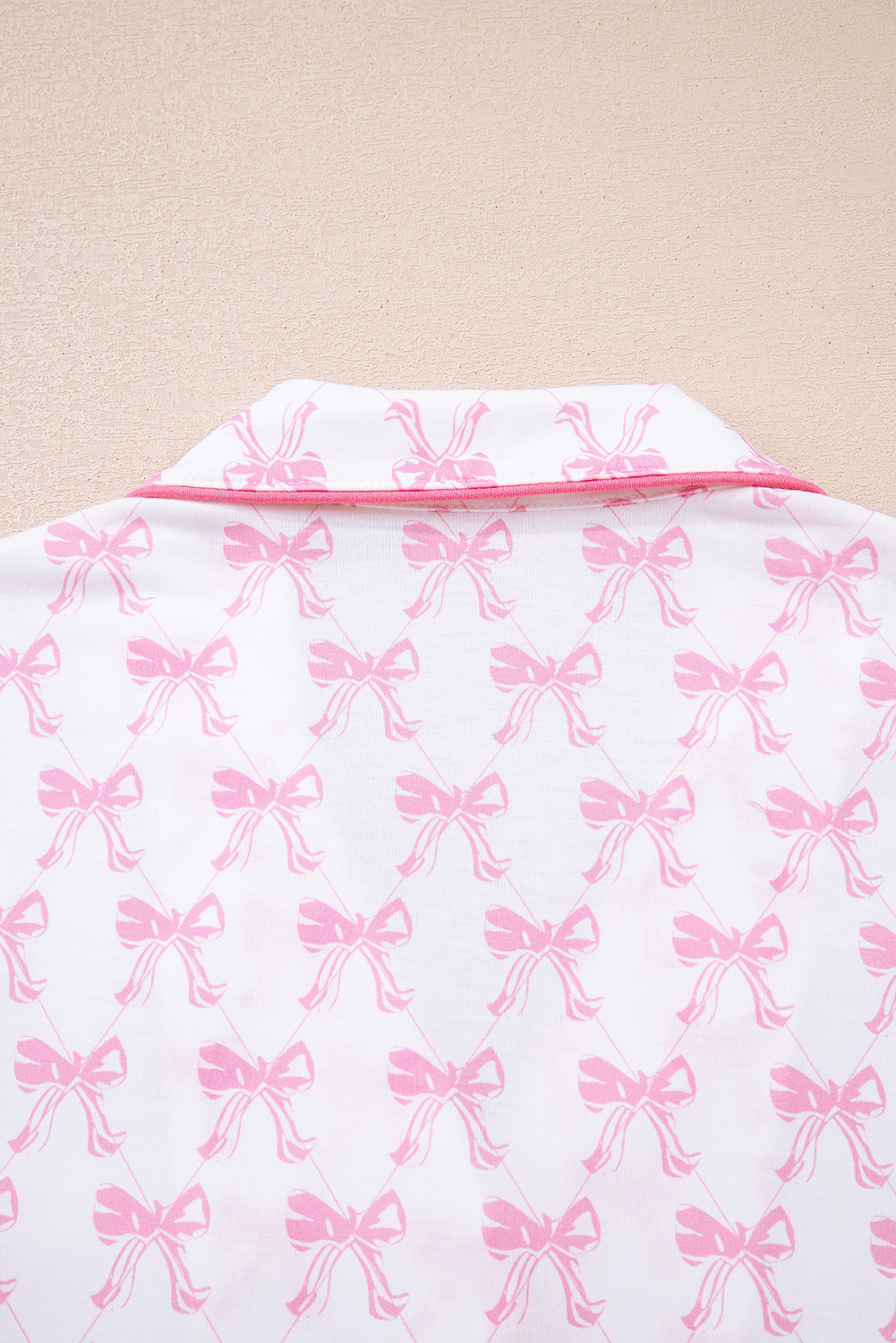 Sky Blue Bow Print Long Sleeve Shirt and Pants Soft Pajama Set