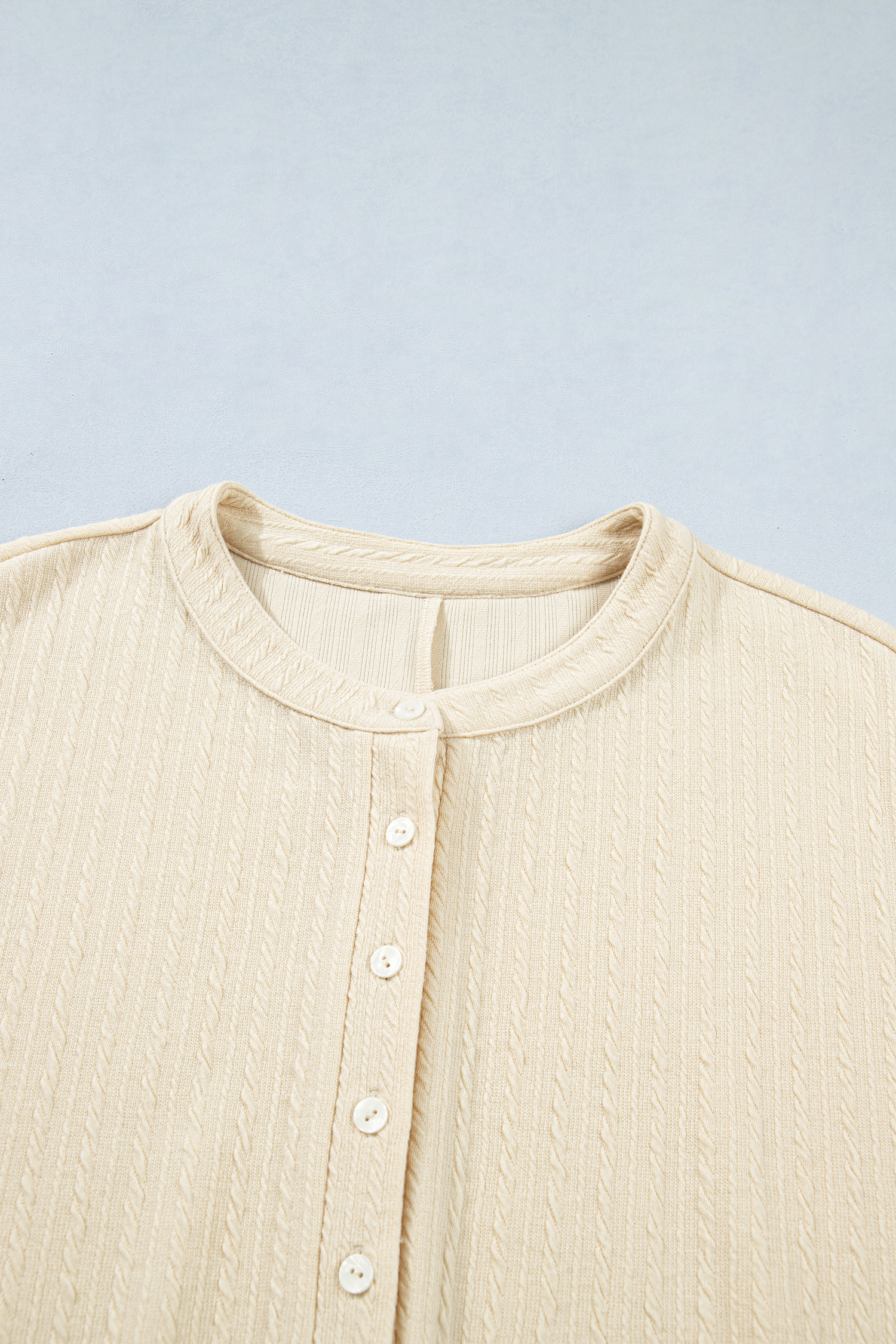 Jet Stream Half Buttons Ribbed Knit Wide Leg Jumpsuit