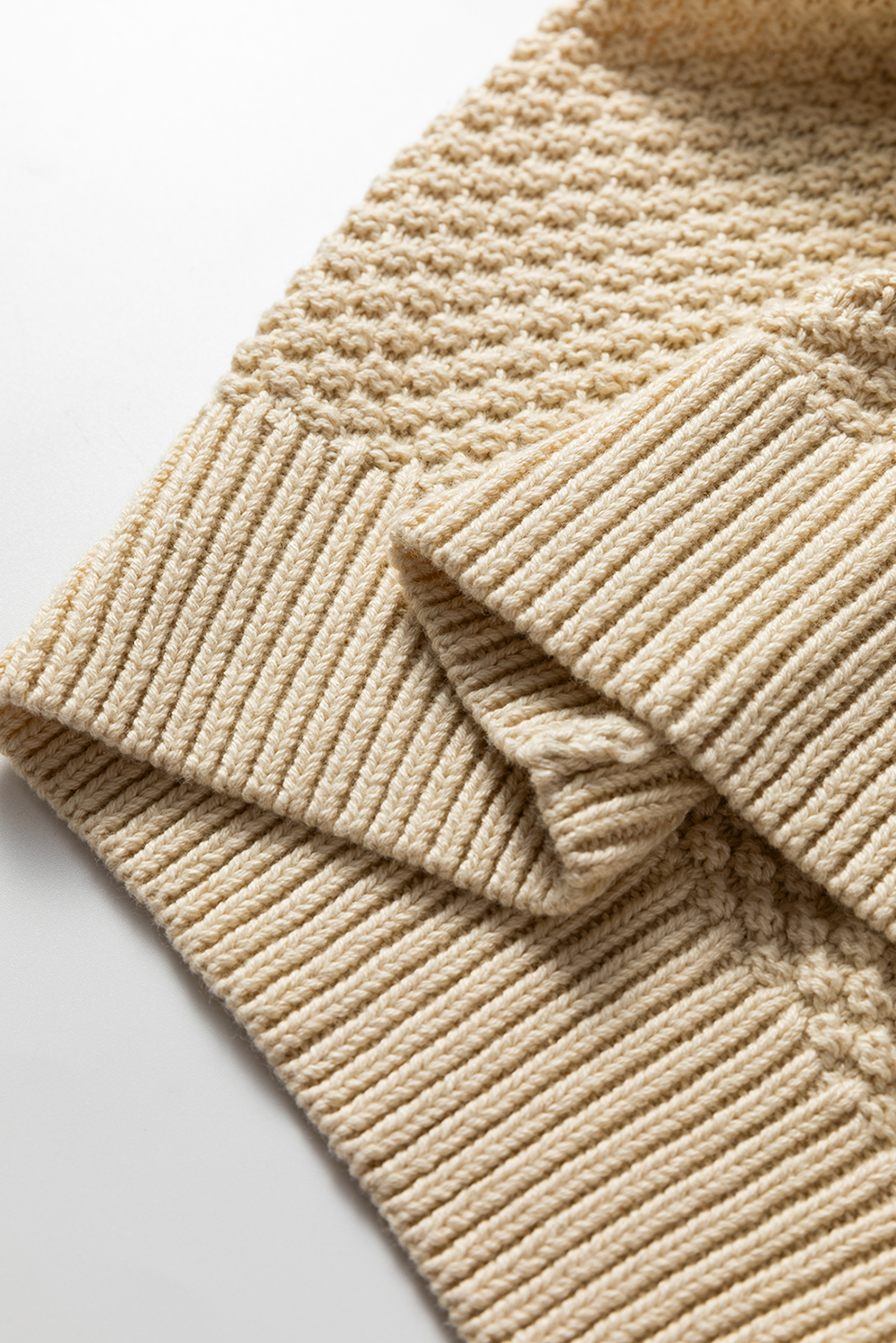 Beige Button Front Cropped Cardigan Sweater