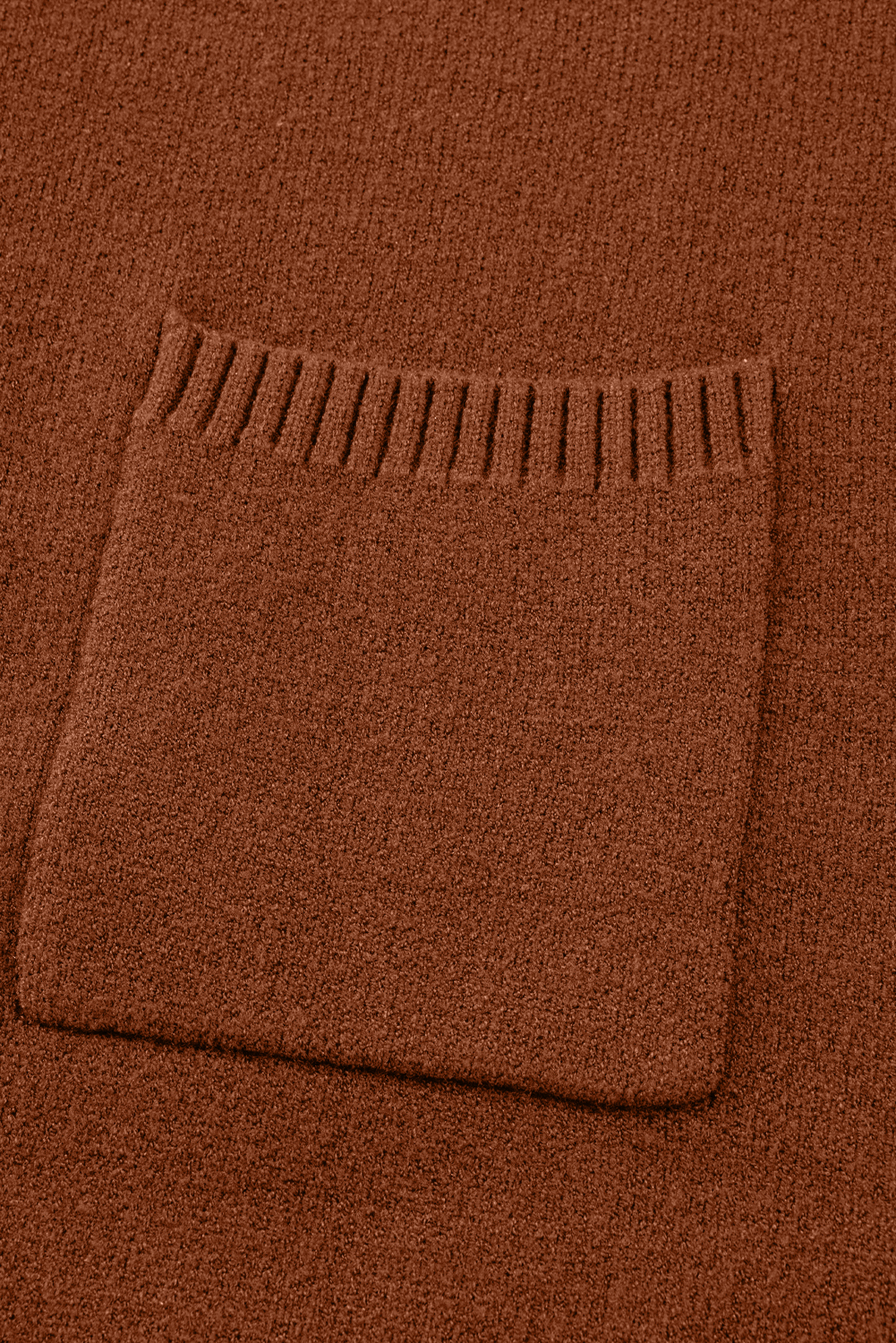 Fiery Red Ribbed High Neck Front Pockets Center Seam Shift Sweater Dress