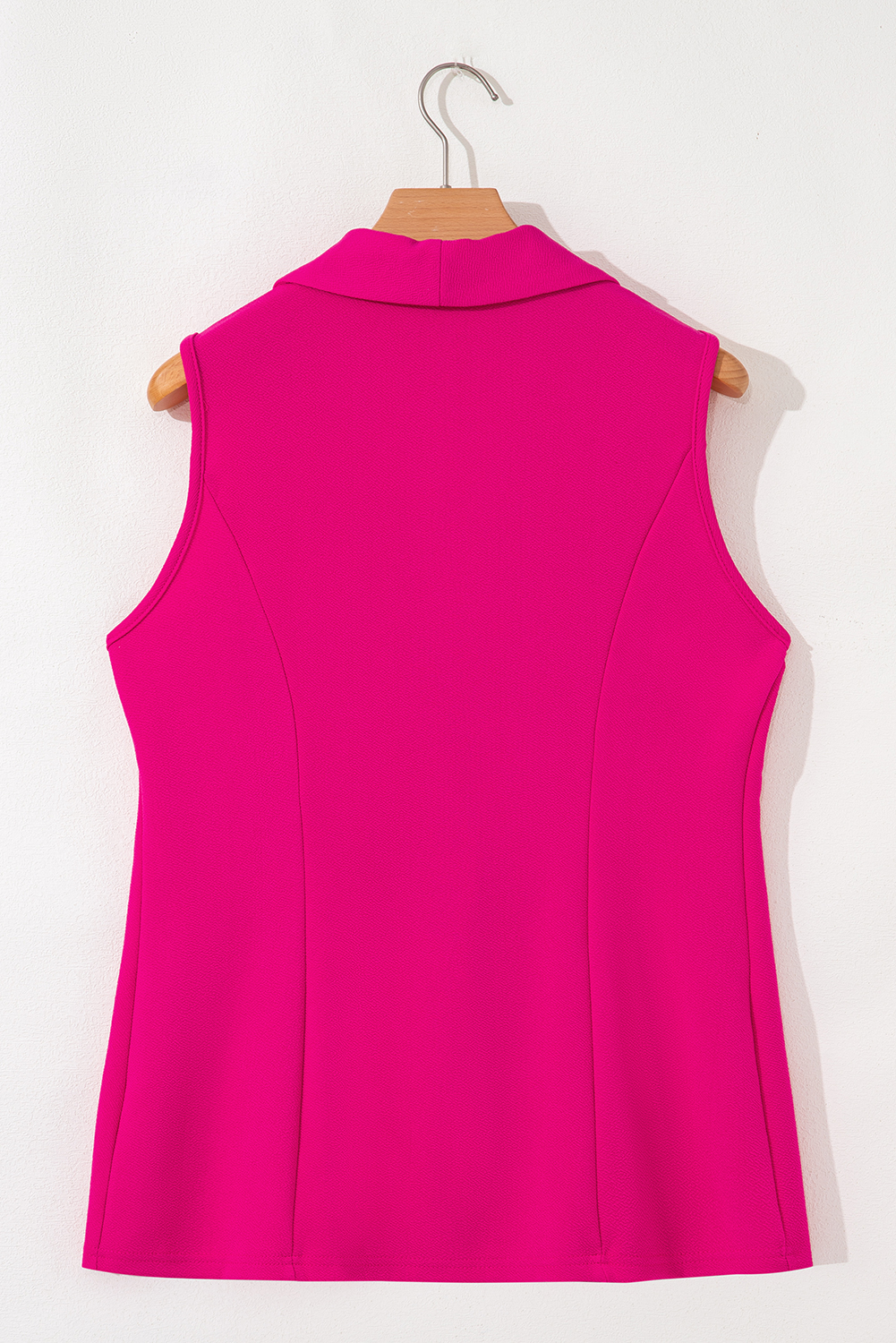 Rose Red Single Button Lapel Collar Vest Blazer