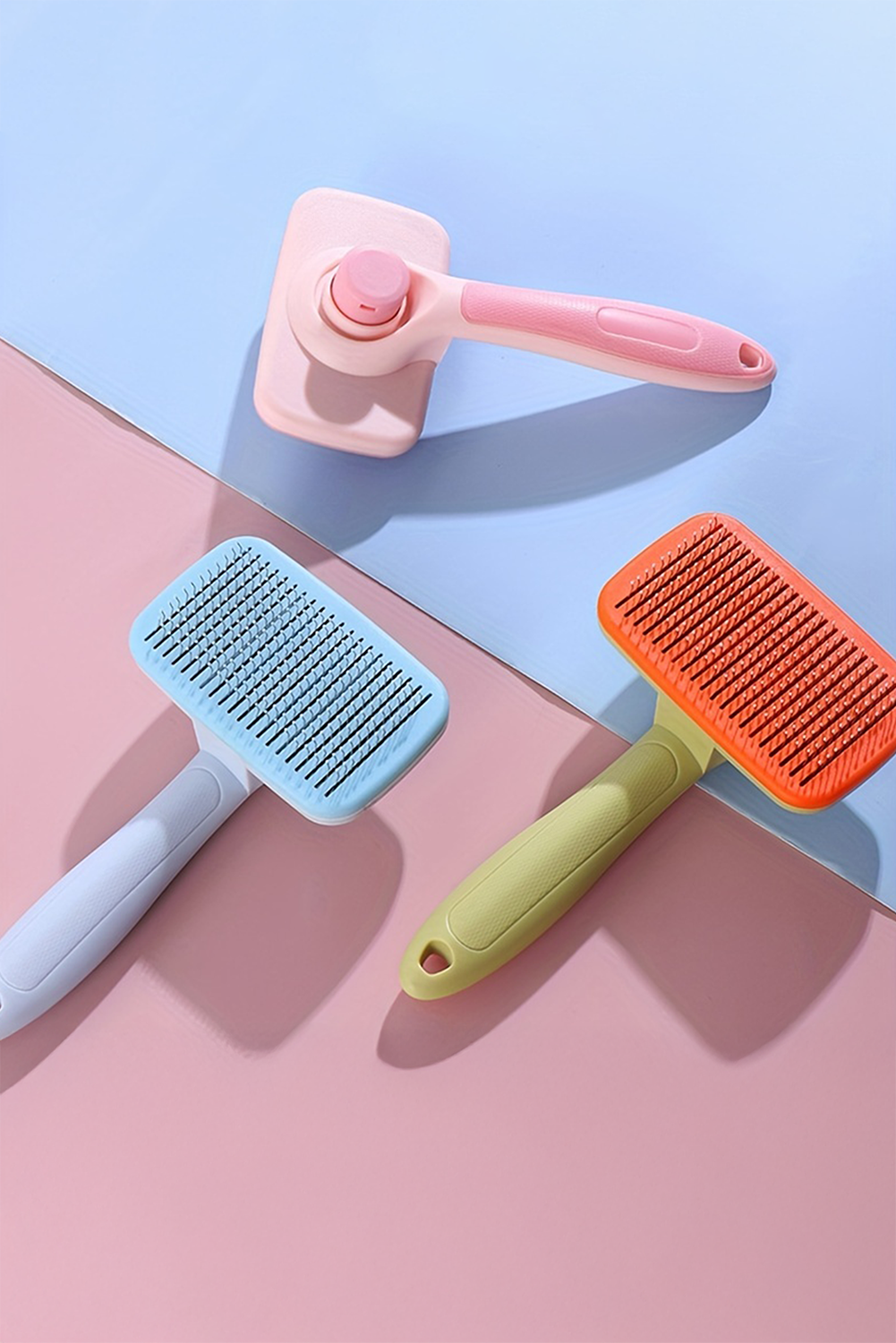 Pink Self Cleaning Gently Grooming Brush Pet Comb