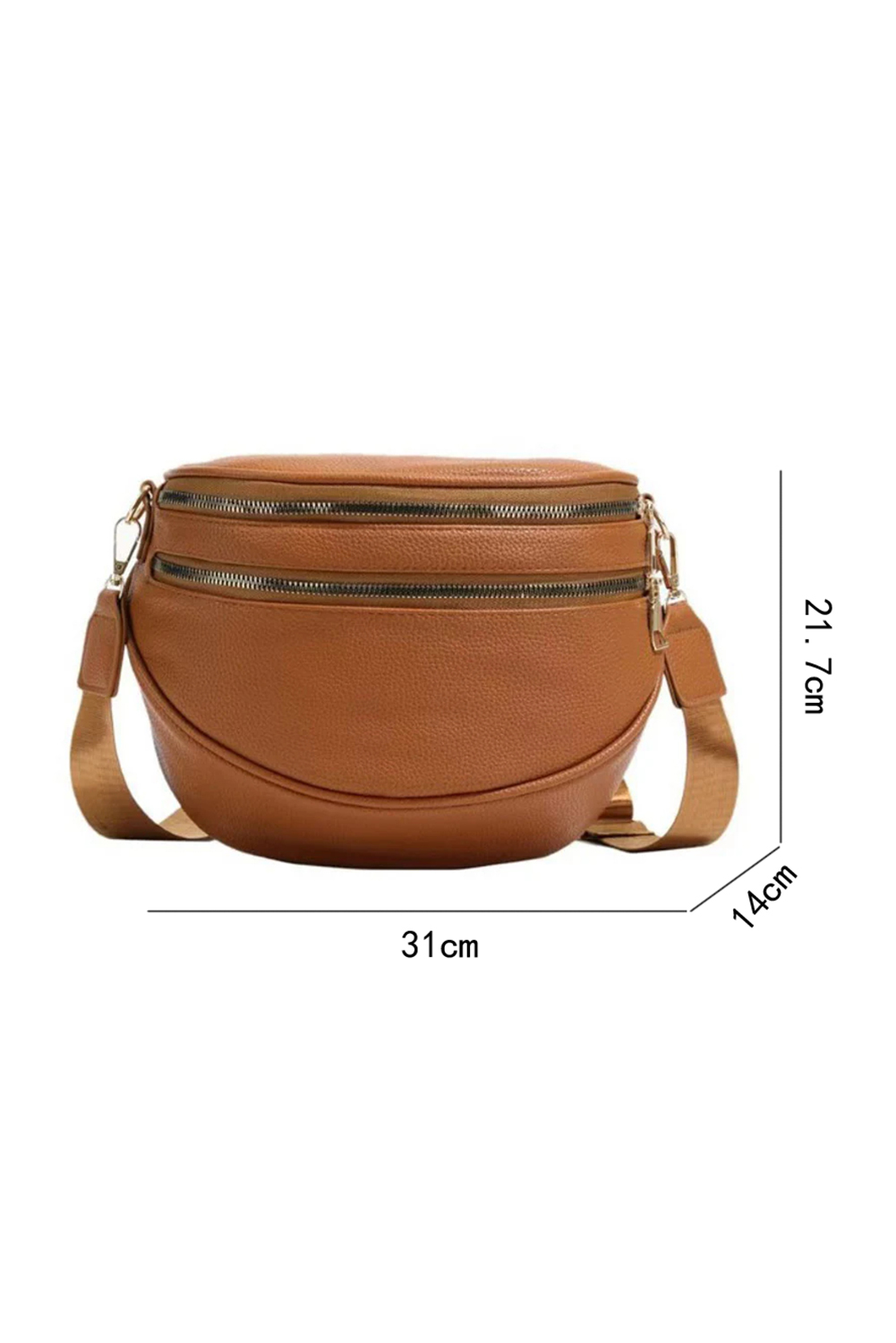 Cinnamon Double Zip Faux Leather Crossbody Bag