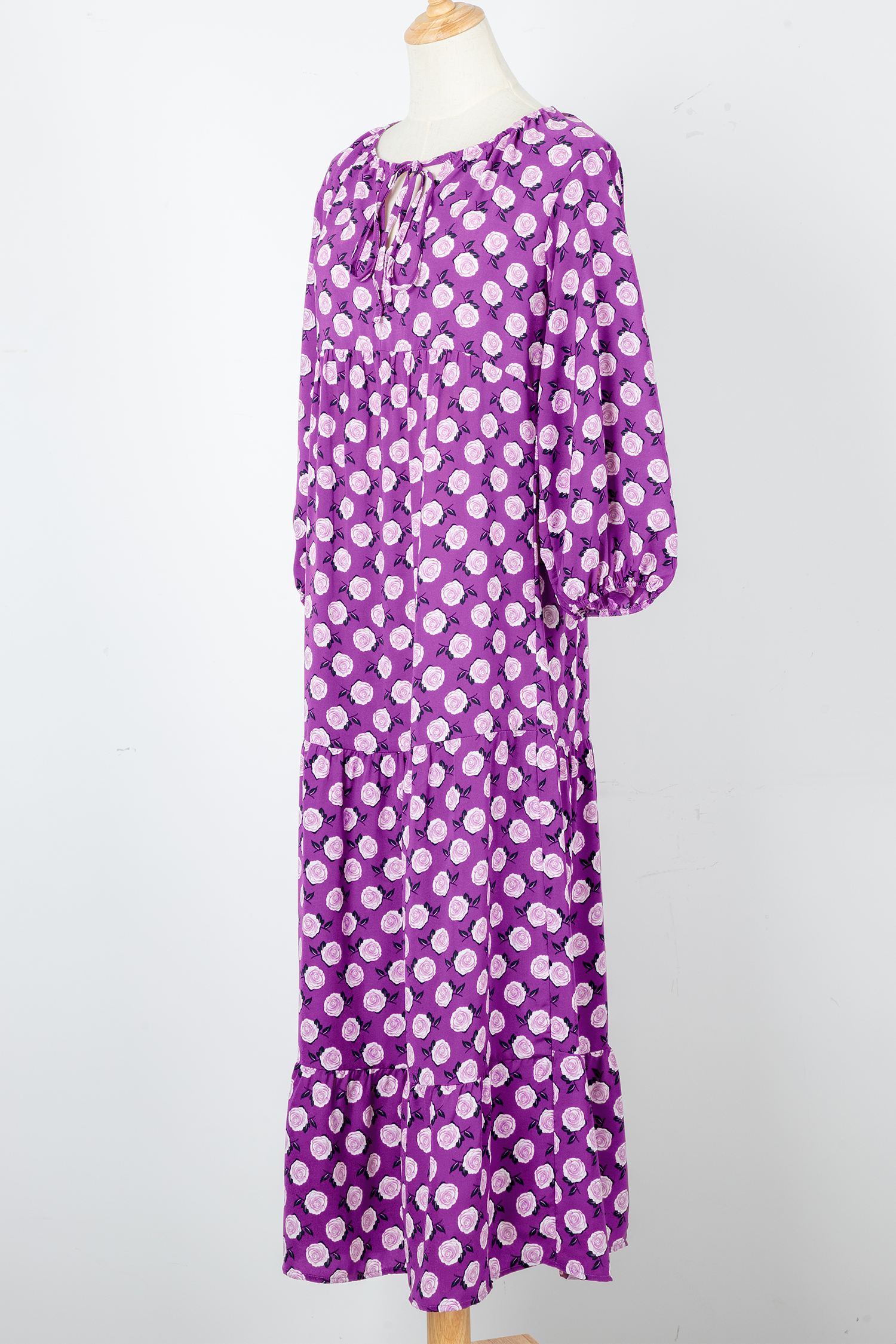 Sky Blue Boho Printed Half Sleeve Maxi Dress