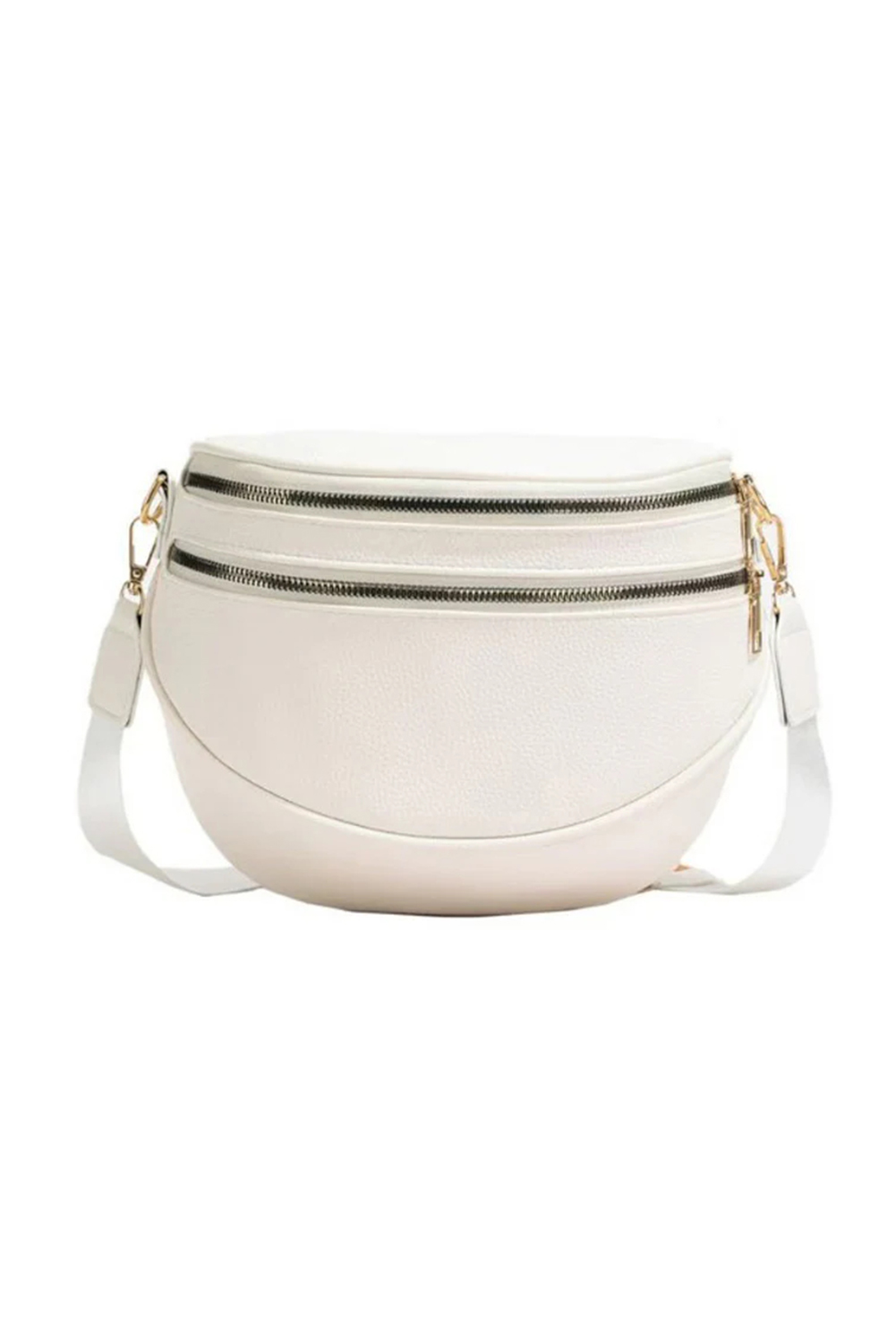 Cinnamon Double Zip Faux Leather Crossbody Bag