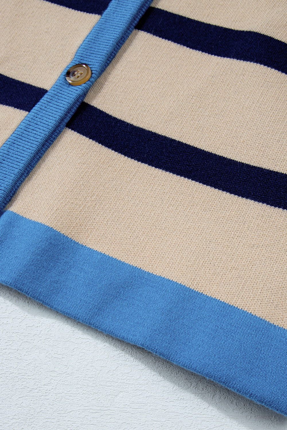 Pink Stripe Colorblock Drop Shoulder Buttoned Loose Cardigan