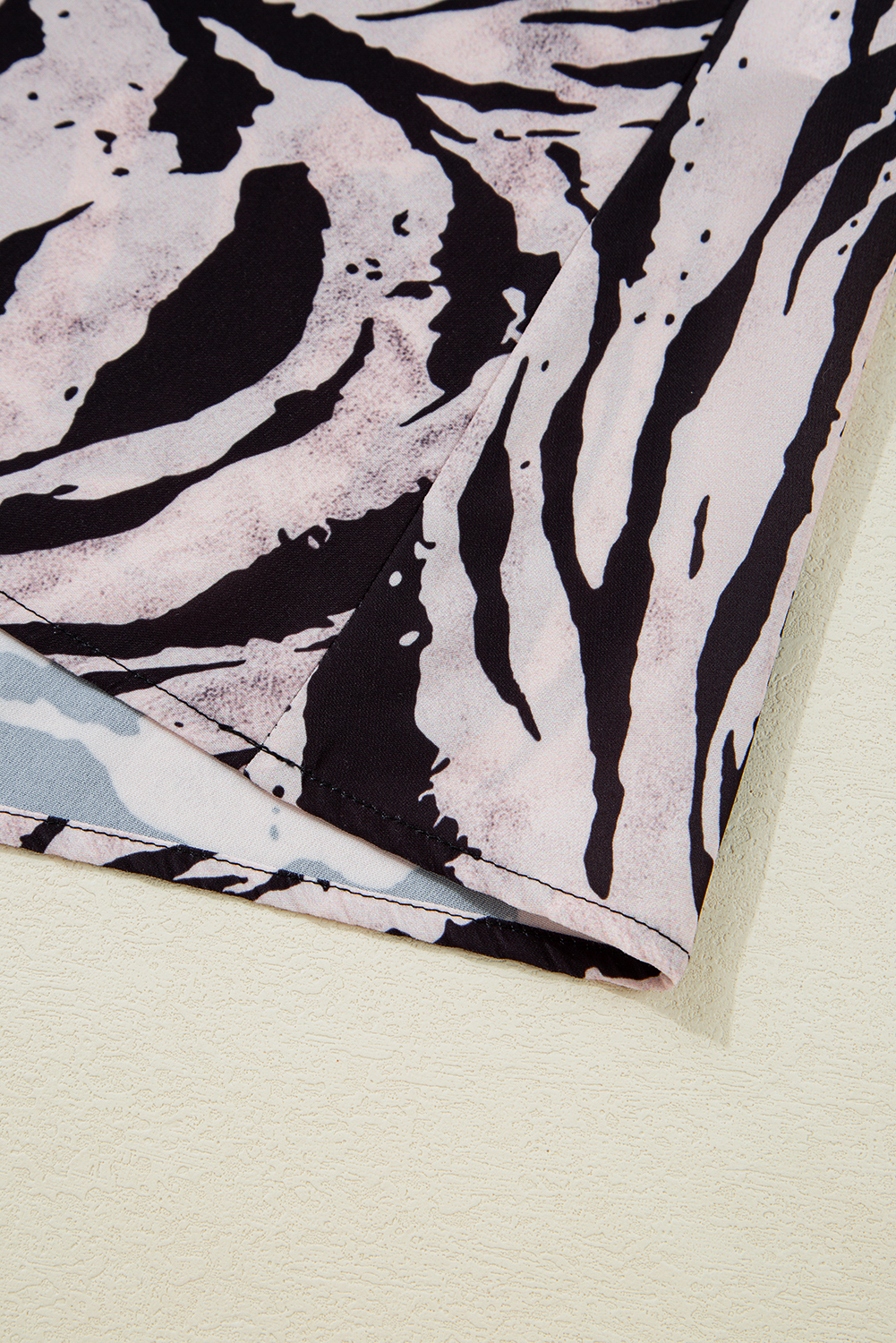 Black Abstract Print Open Back Boho Loose Maxi Sundress