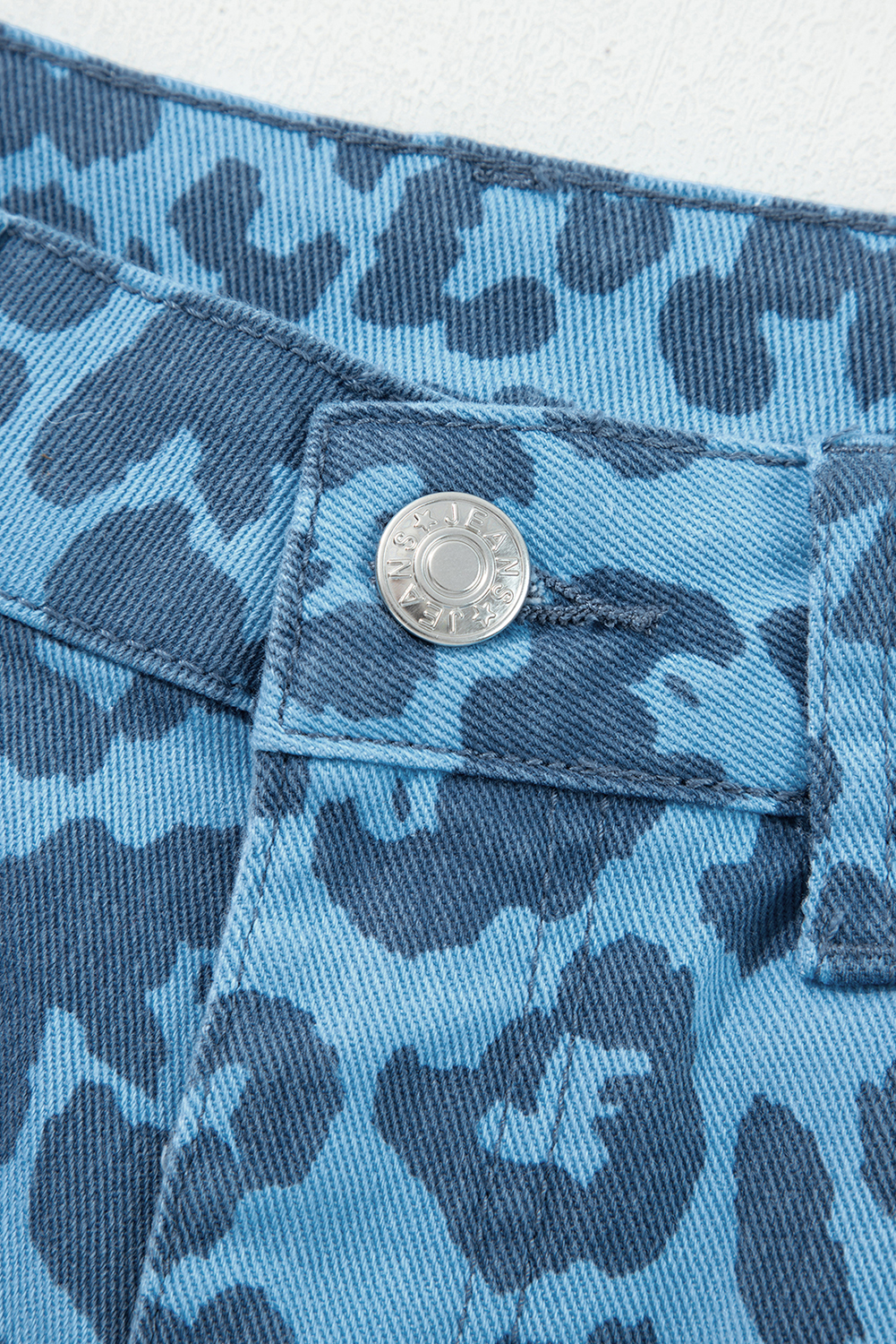 Khaki Leopard Print Straight Loose Jeans