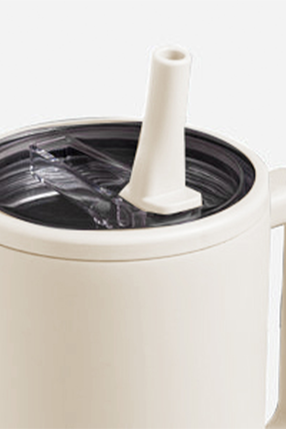 White Frosted Stainless Handle Large Vacuum Cup with Straw 40oz