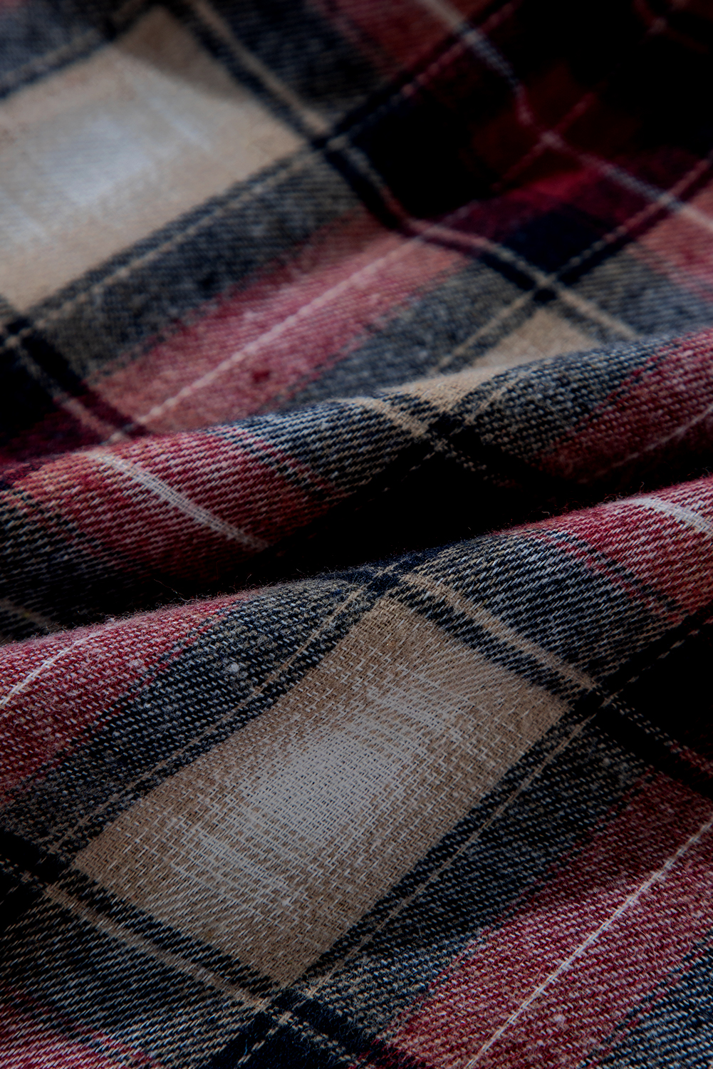 Red Plaid Print Chest Pocket Buttoned Hooded Shacket