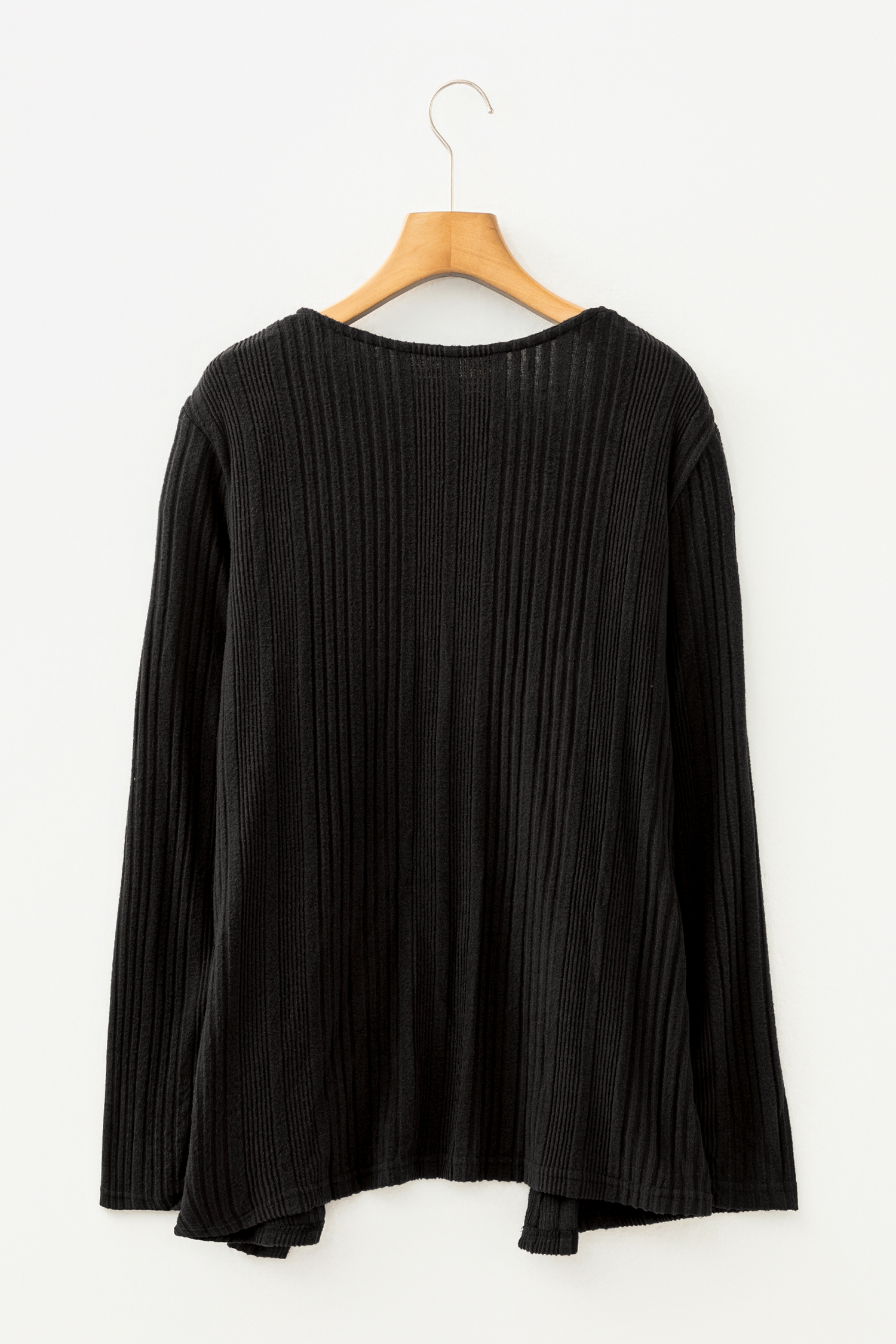 Stone Blue Ribbed Open Front Knitted Top with Pockets