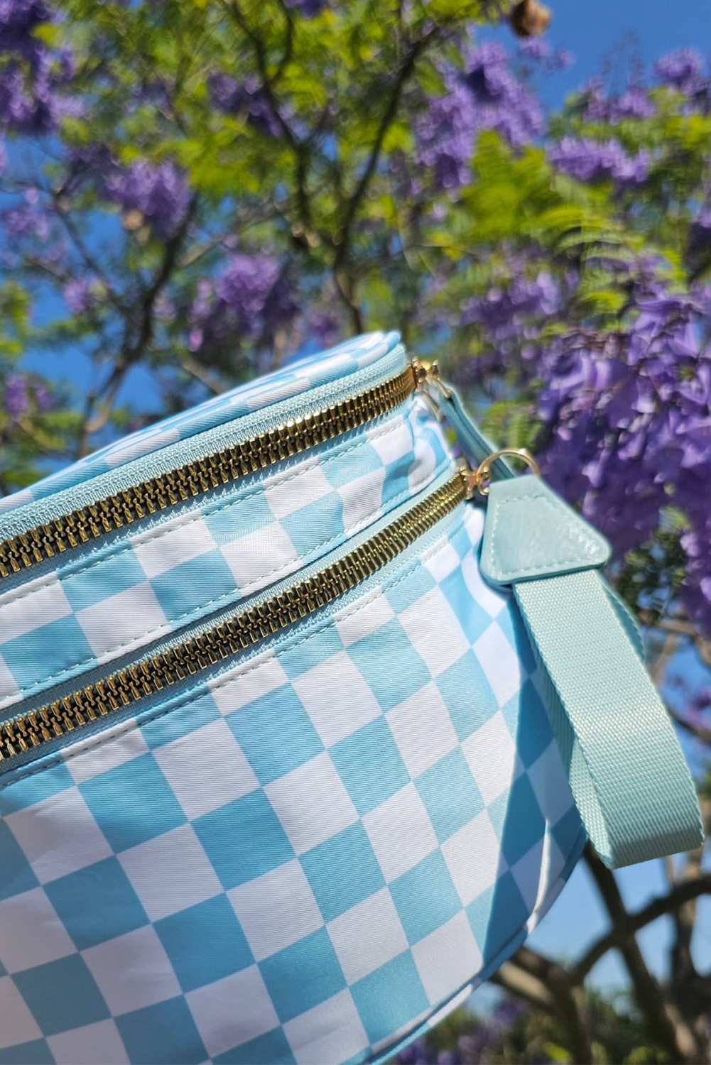 Jungle Green Double Zip Crescent Shape Adjustable Sling Bag