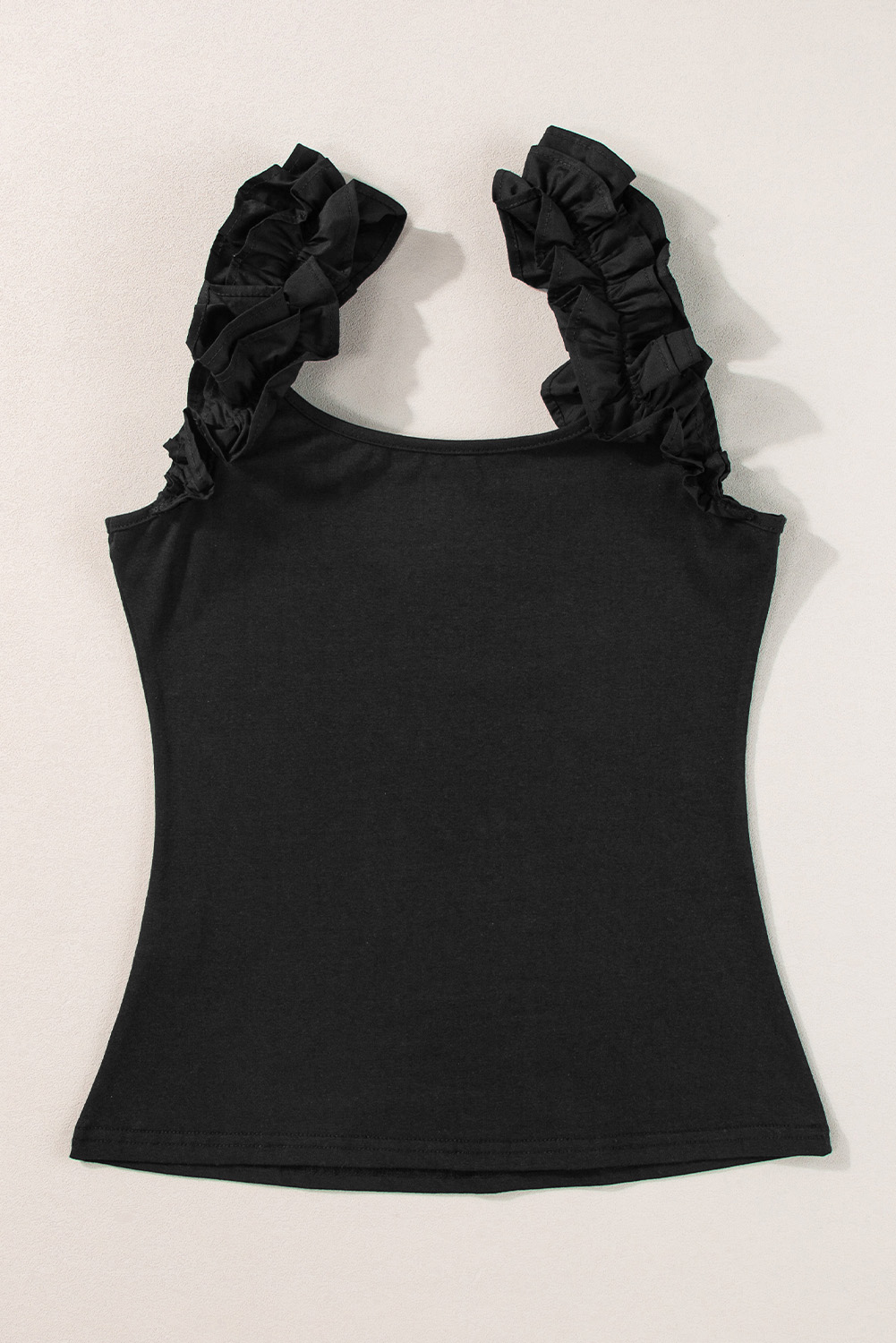 Mint Green Ruffled Wide Straps Slim Tank Top