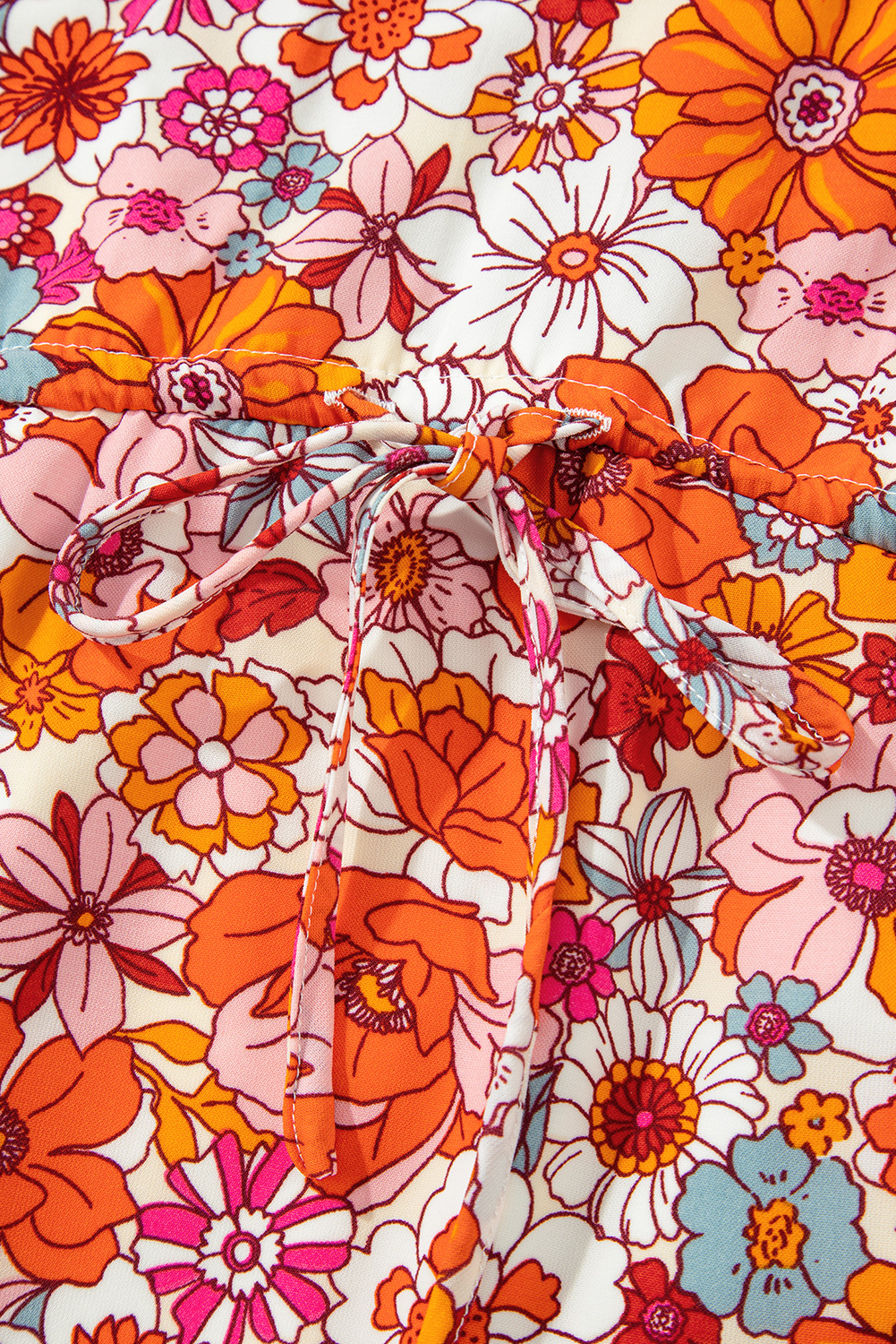 Red Boho Fashion Print Spaghetti Straps Drawstring Maxi Dress