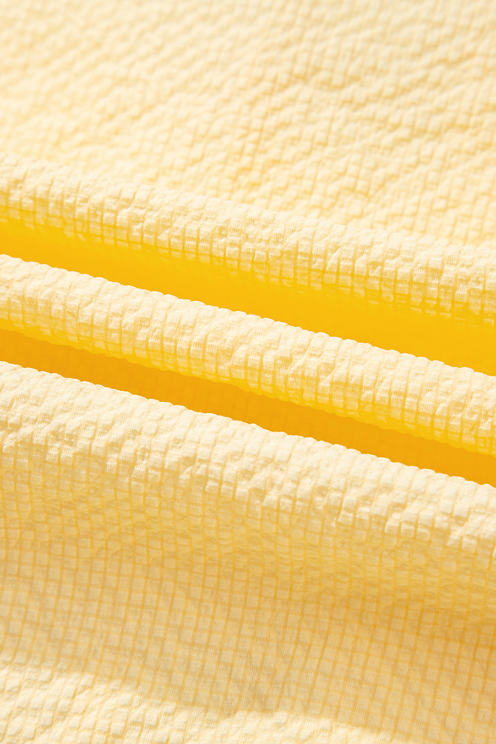 Yellow Cream Bow Tie Notched Neck Pleated Tank Top