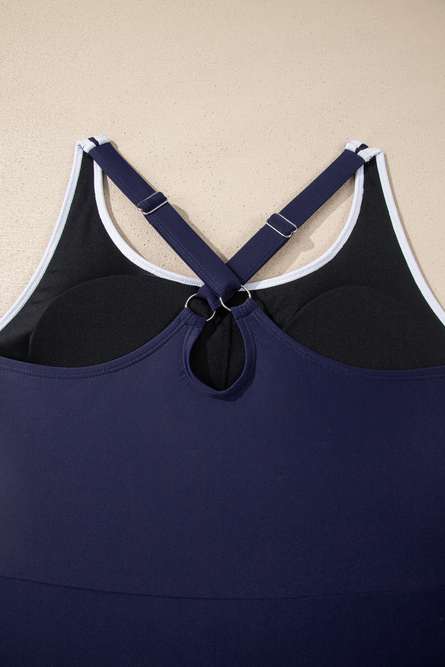 Bright Pink Contrast Edge Ruffled High Waist One Piece Swim Dress