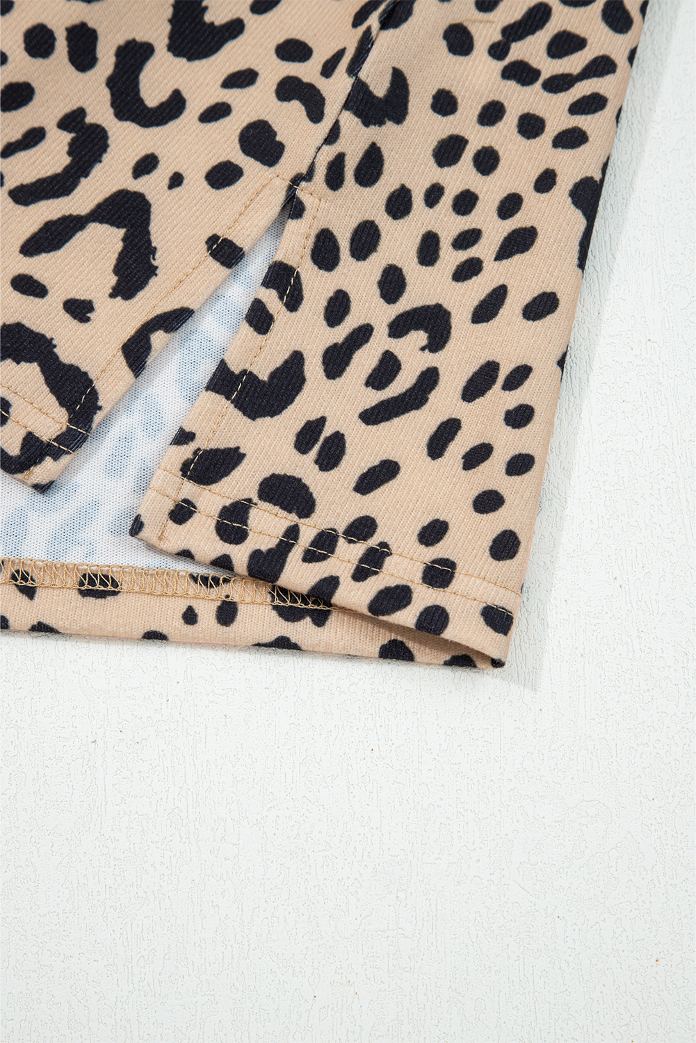 Khaki Leopard Print Long Batwing Sleeve Loose Top