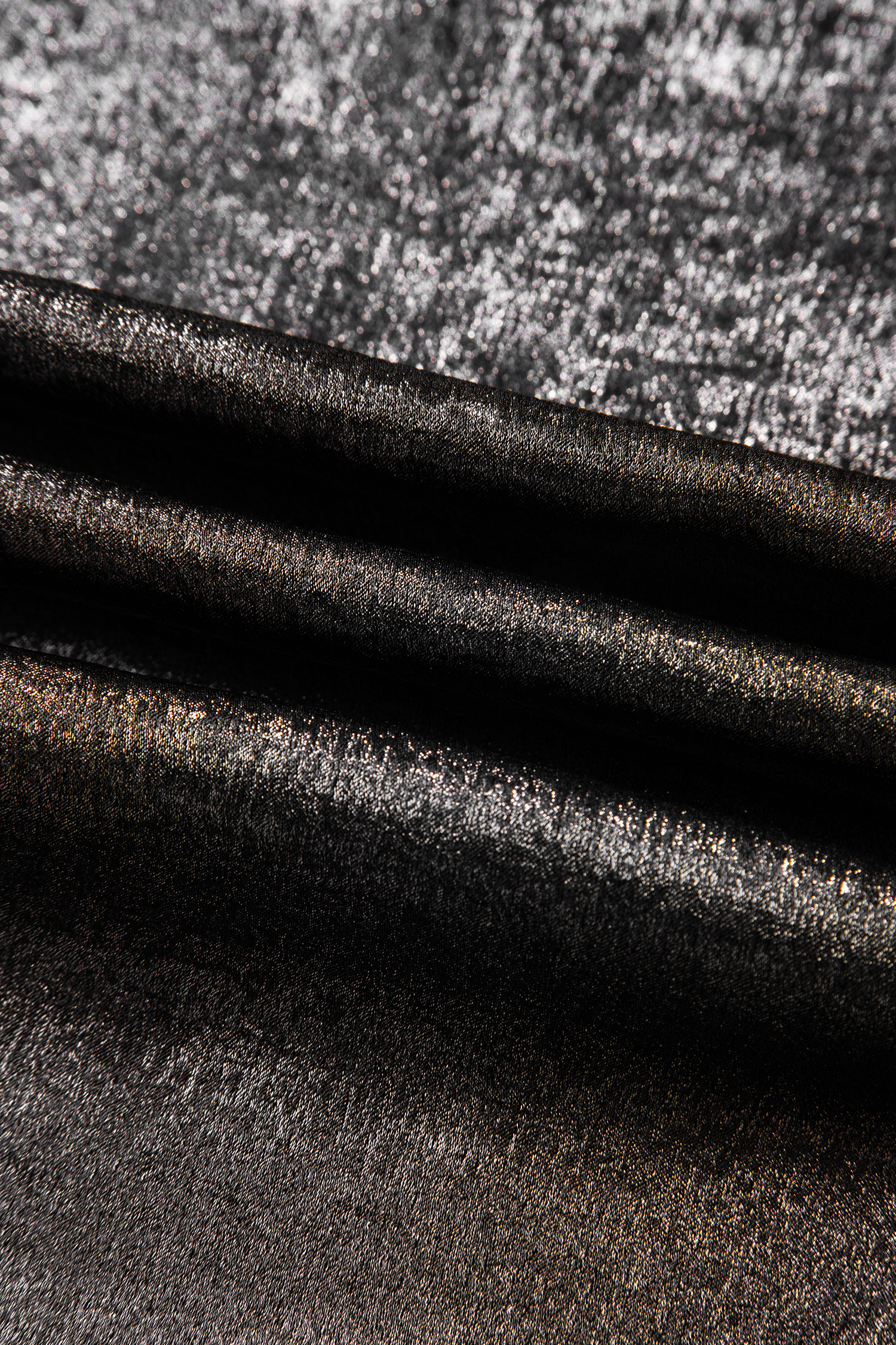 Apricot Metallic Round Neck Smocked Long Sleeve Blouse