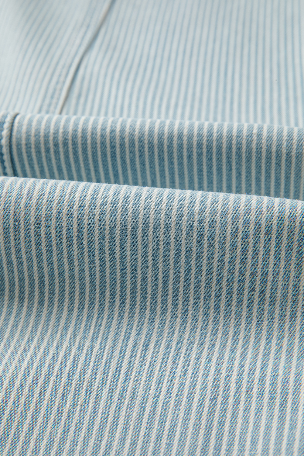 Sky Blue Stripe Mid Rise Drawstring Waist Jeans