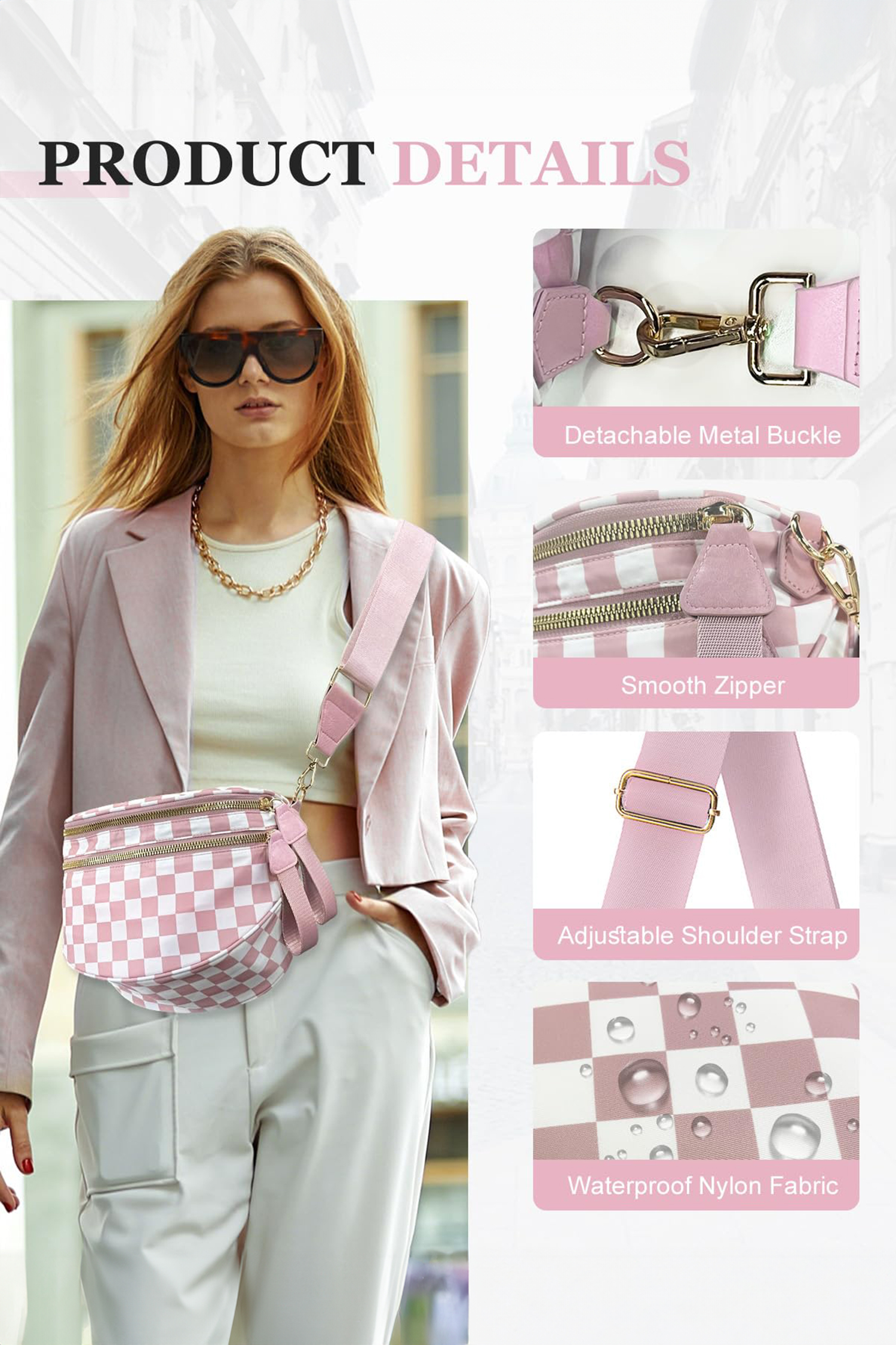 Jungle Green Double Zip Crescent Shape Adjustable Sling Bag