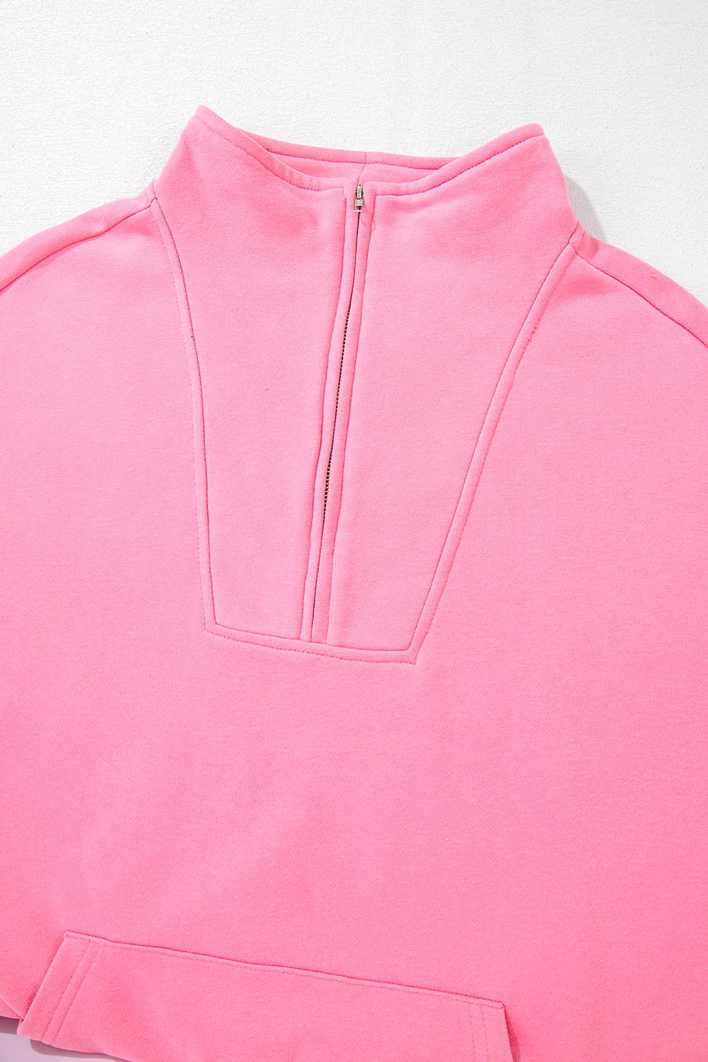 Bonbon Zip-up Stand Neck Kangaroo Pocket Sweatshirt