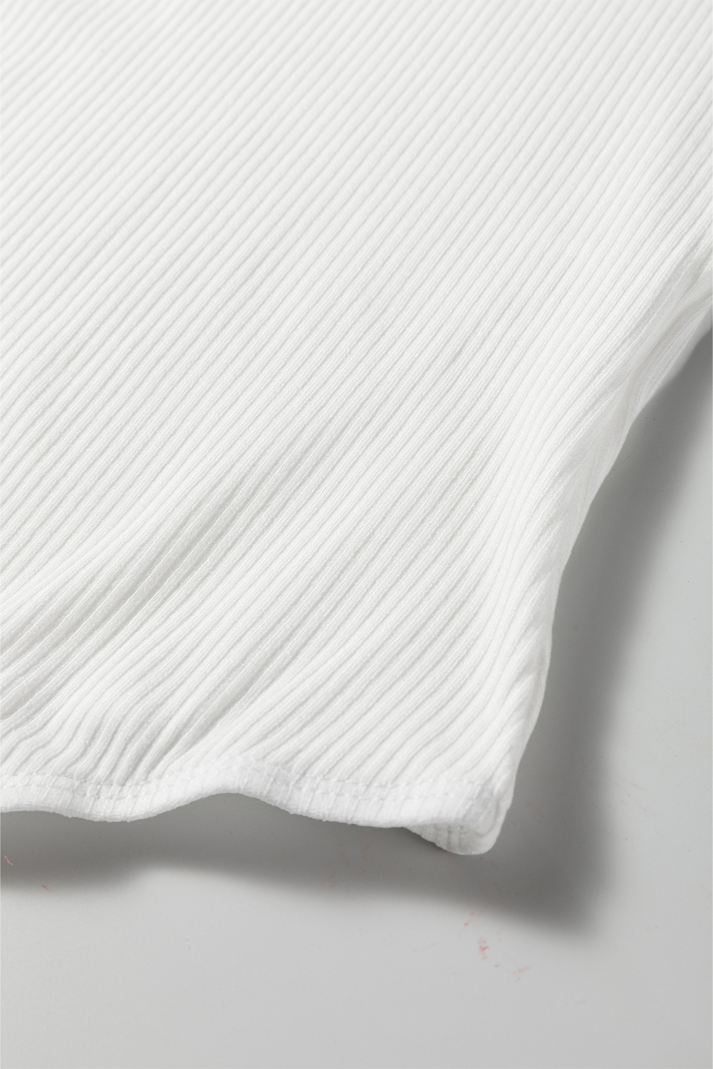 White Ribbed Long Sleeve Crew Neck Solid Color Bodysuit