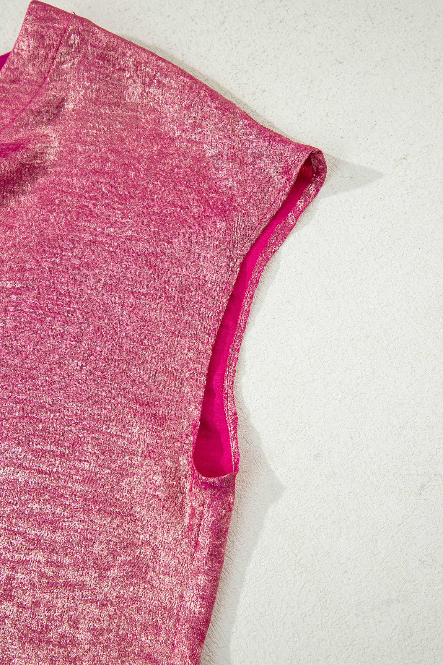 Apricot Metallic Round Neck Smocked Long Sleeve Blouse