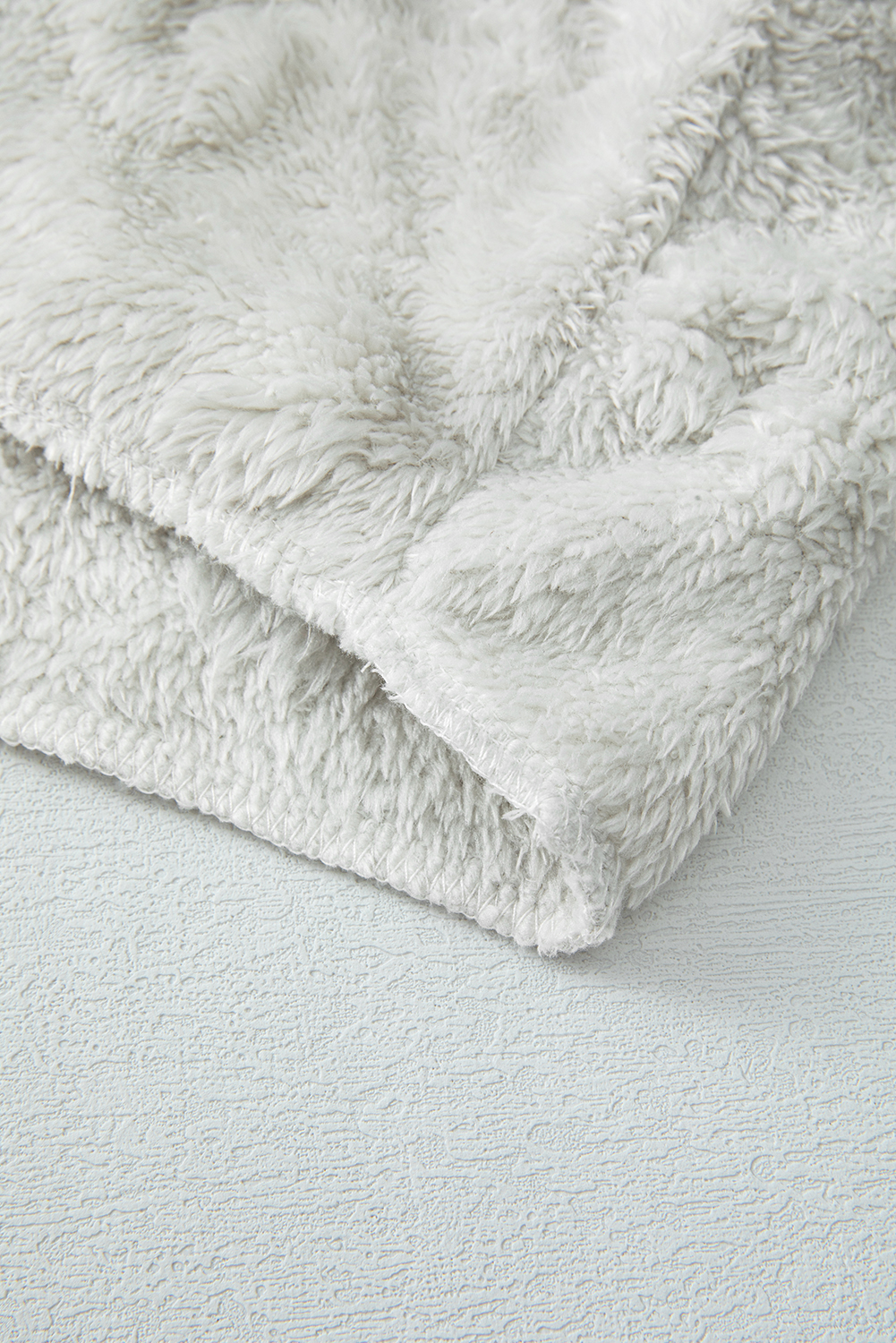 Light Grey Textured Leopard Fleece Loose Two Piece Lounge Set