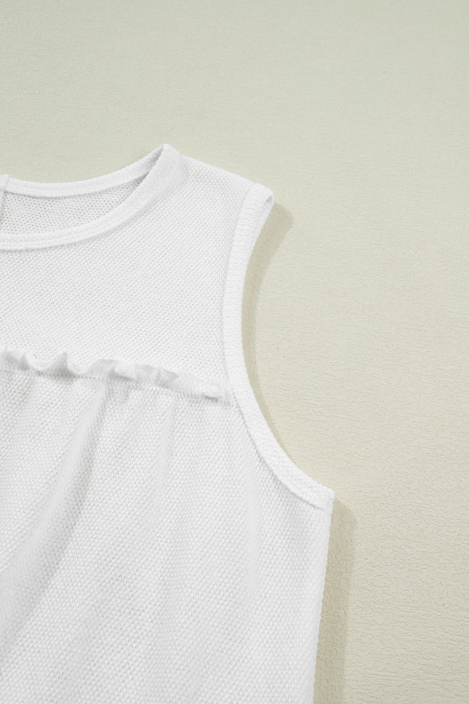 White Tiered Frill Trim A-line Tank Top