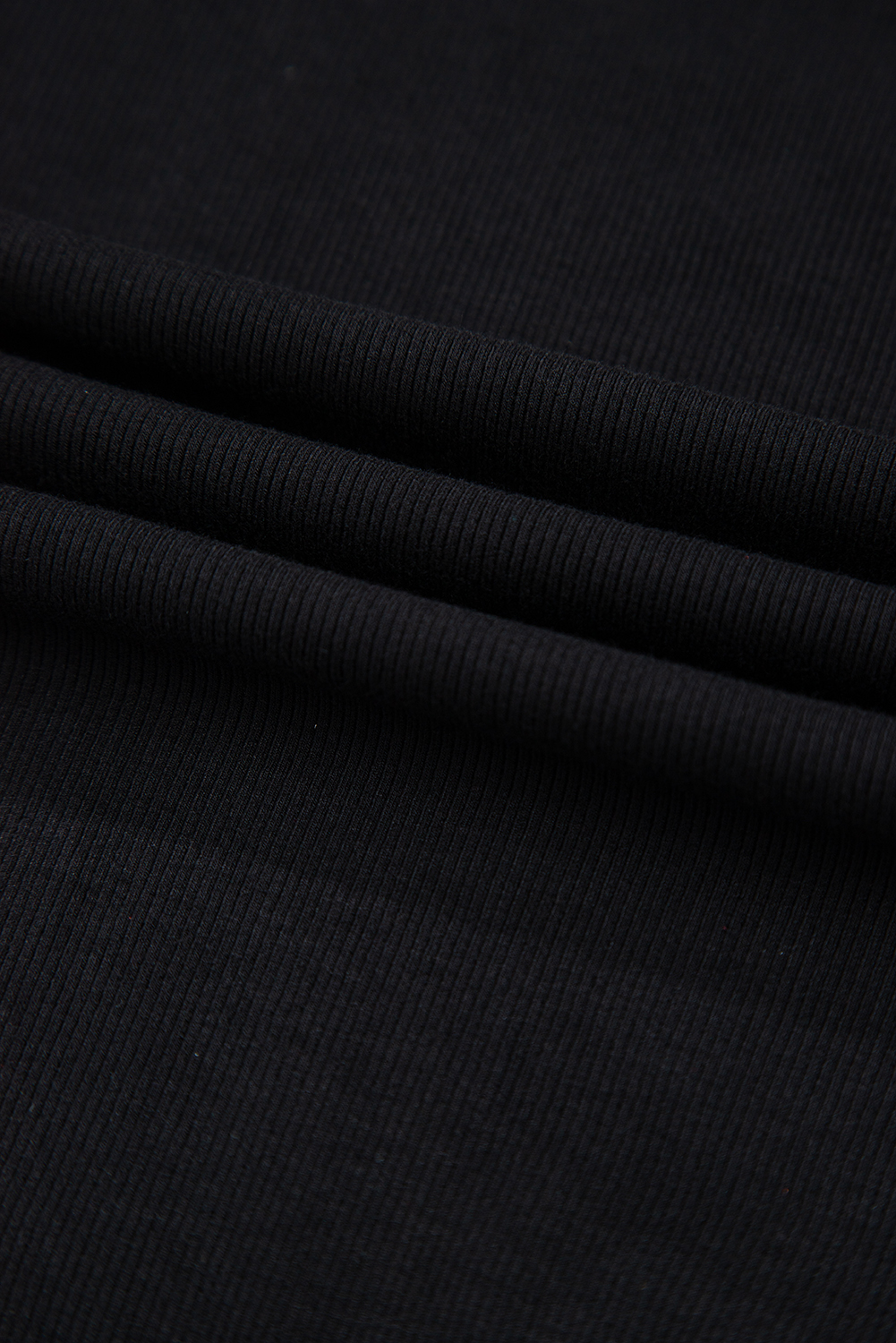 Black Leatherette Ruffle Patchwork Ribbed V Neck Bodysuit