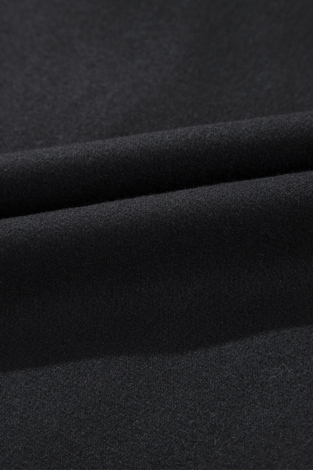 Black Solid Color Casual Zip up Hooded Coat