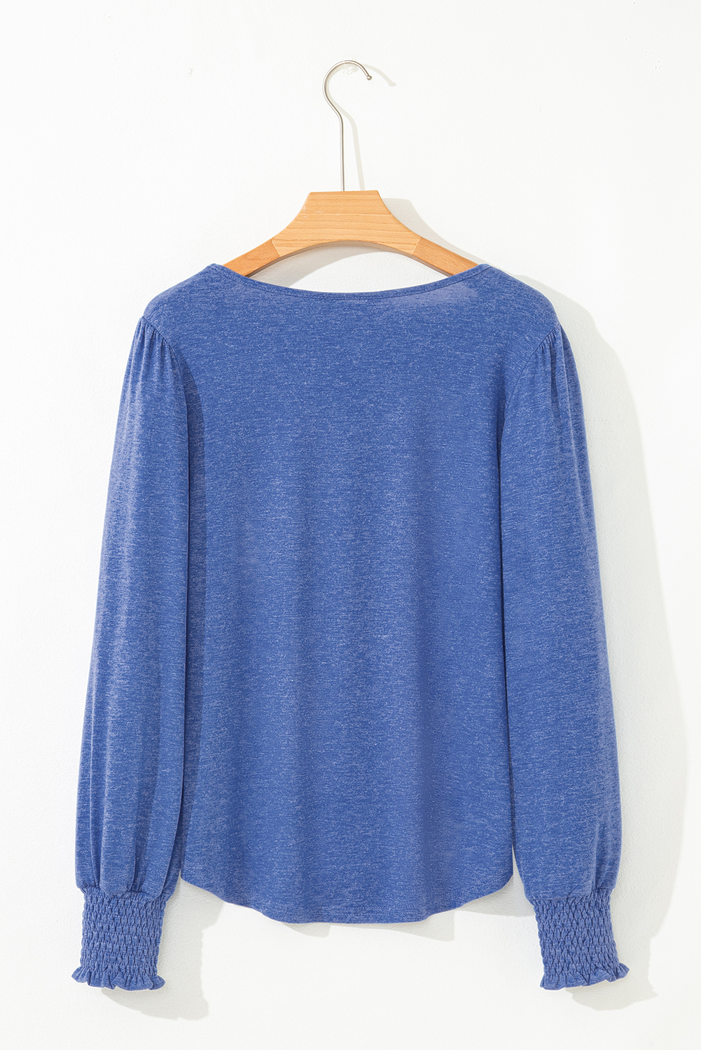 Beige Shirred Shoulder Frilled Cuffs Long Sleeve Top