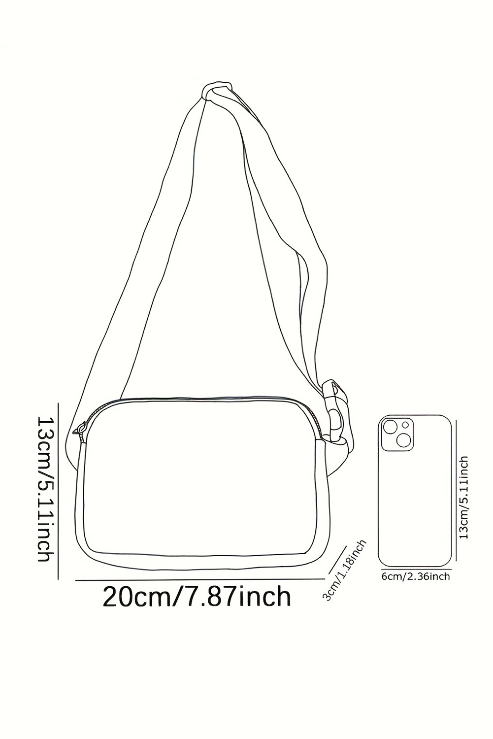 Black Flower Pattern Zipper Cross Body Bag