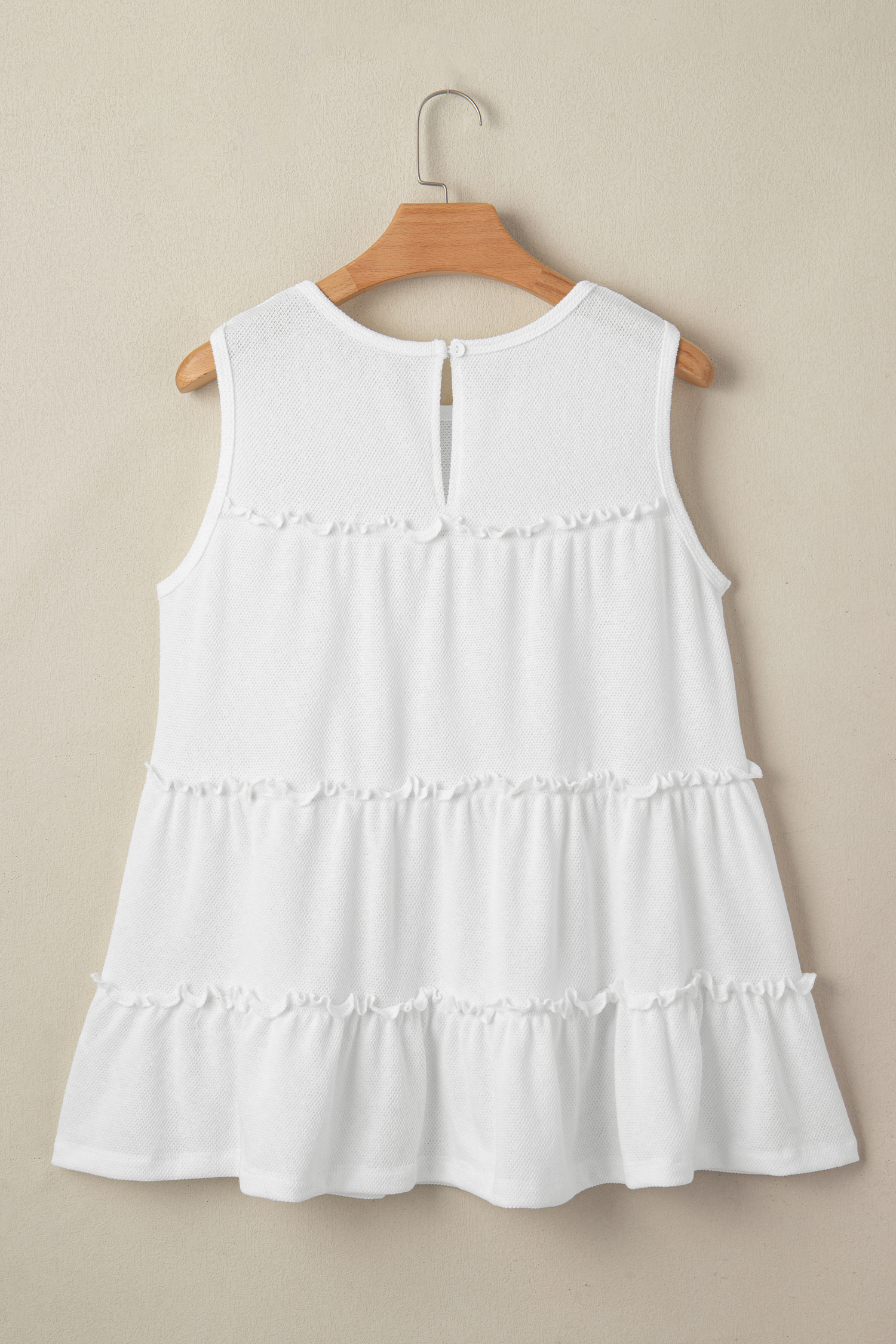 White Tiered Frill Trim A-line Tank Top