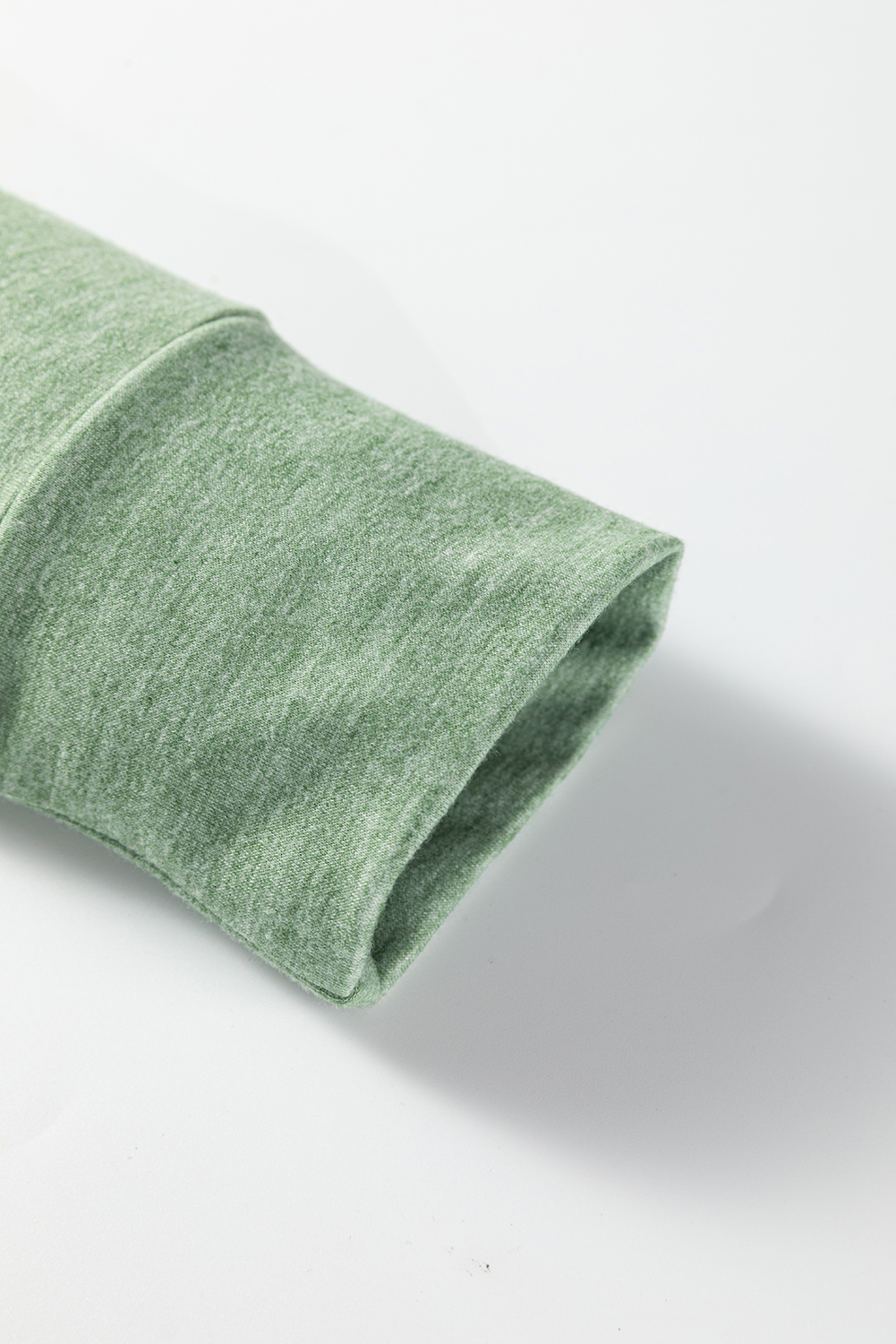 Myosotis Notched Neck Terry Raw Hem Long Sleeve Top