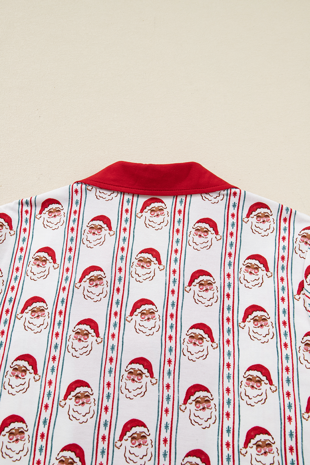 White Santa & Stripes Ruffle PJ Set