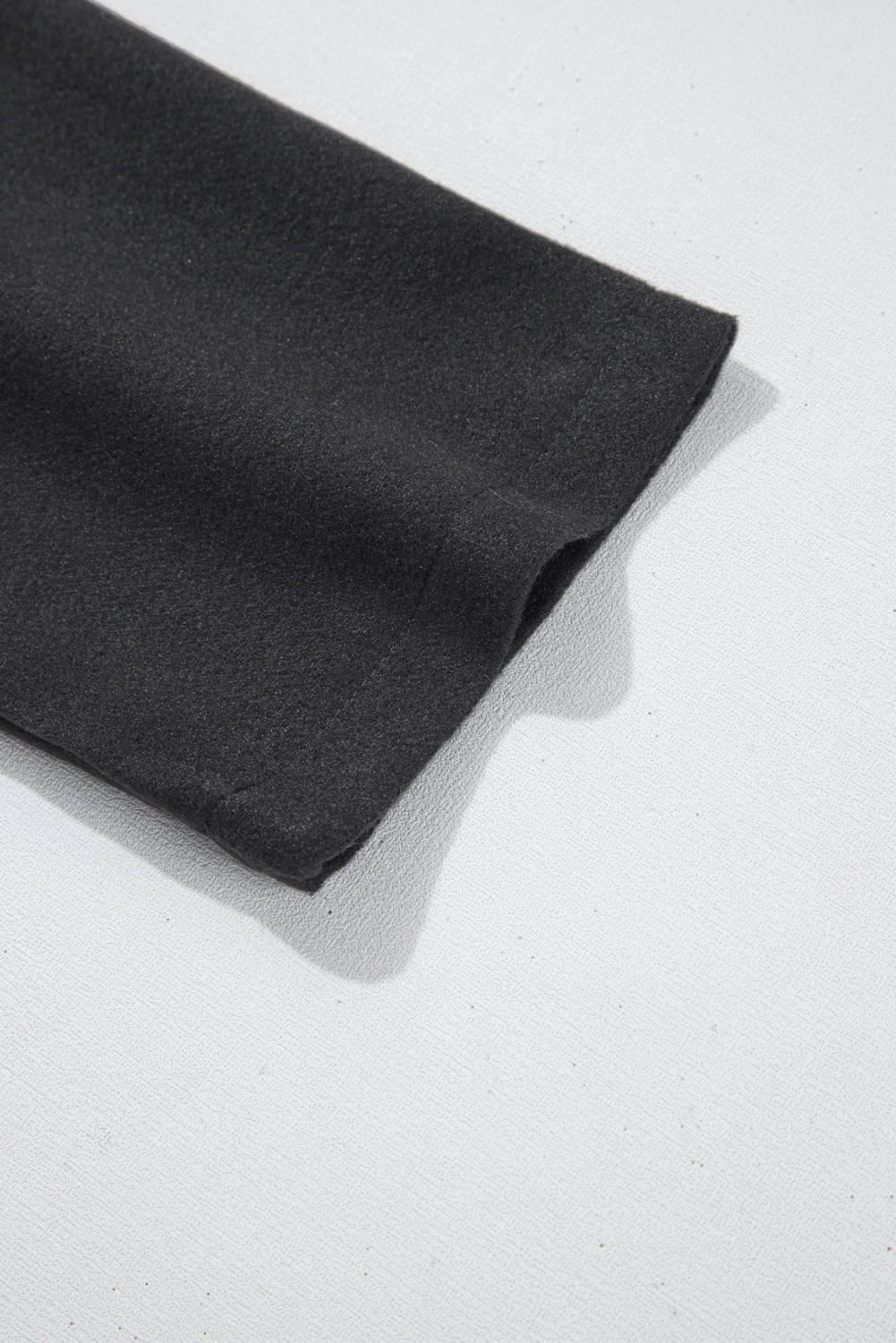 Black Solid Color Casual Zip up Hooded Coat