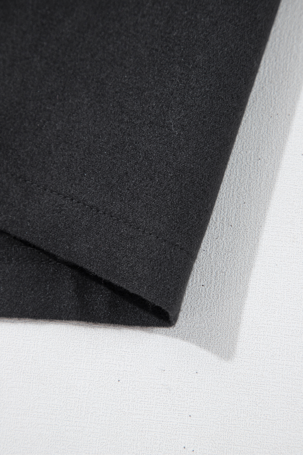 Black Solid Color Casual Zip up Hooded Coat