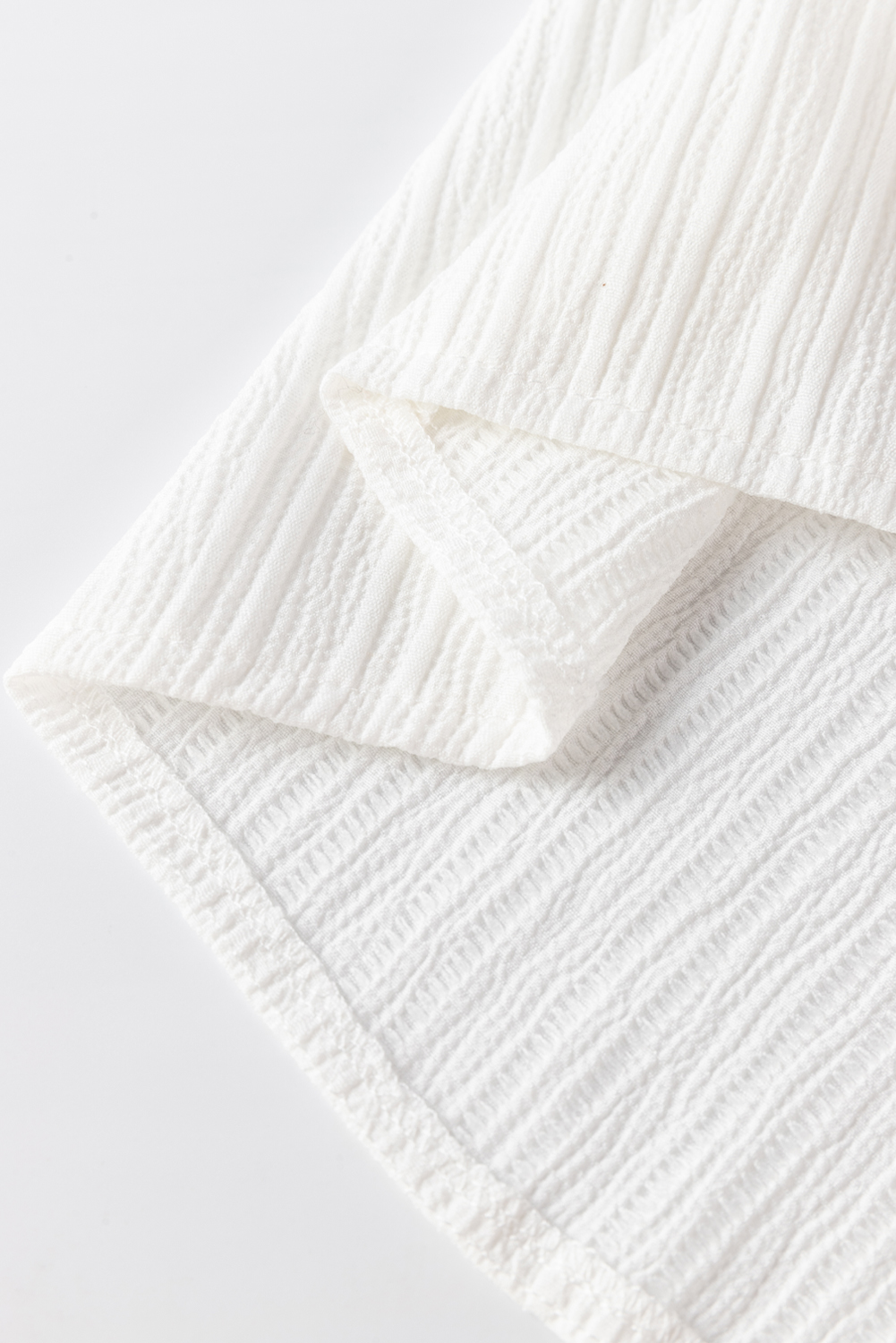 White Frilled Mock Neck Ripple Bubble Sleeve Blouse