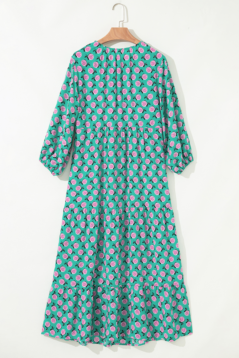 Sky Blue Boho Printed Half Sleeve Maxi Dress