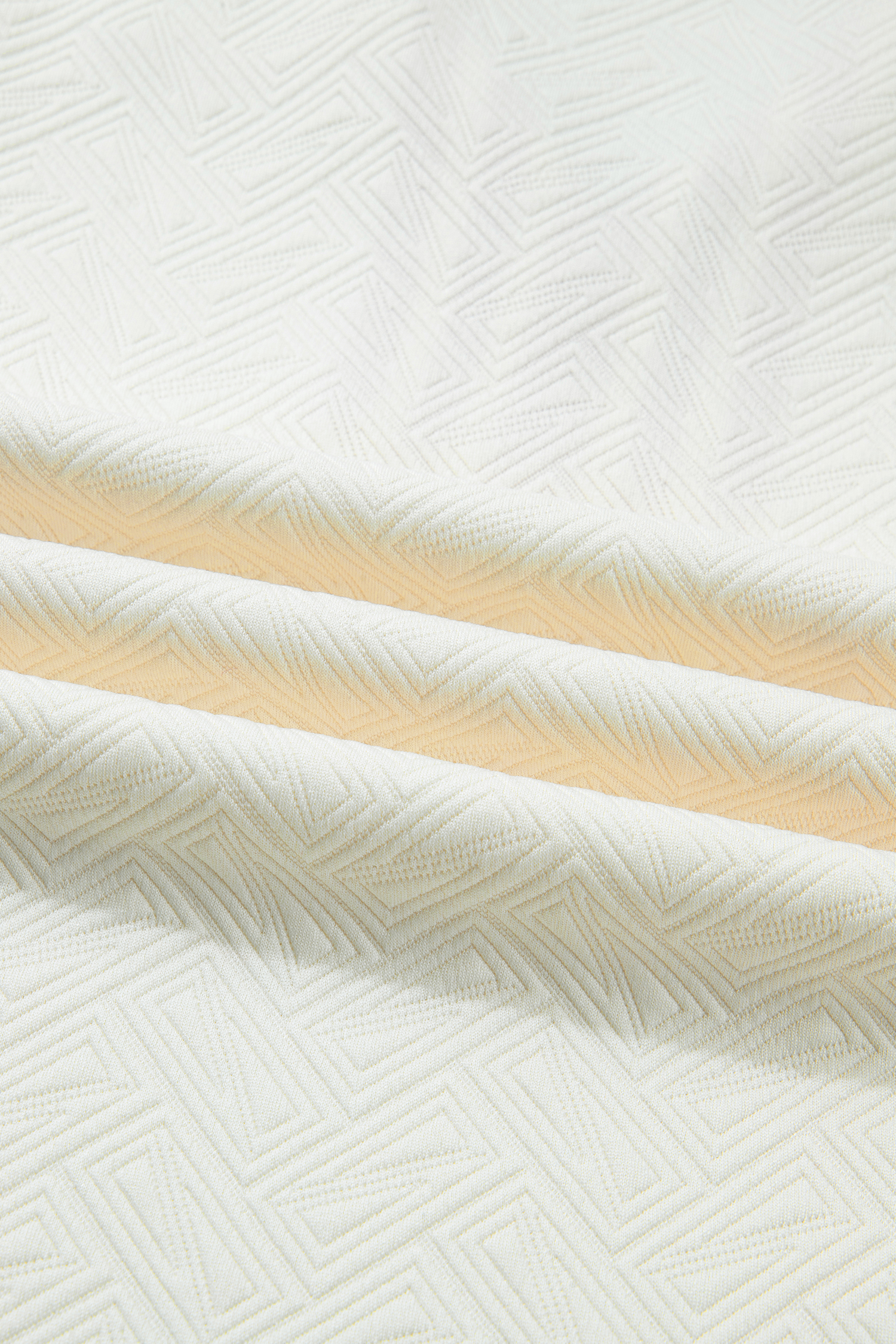 White Textured Knit Contrast Striped Accent Zipped Collar Pullover Top