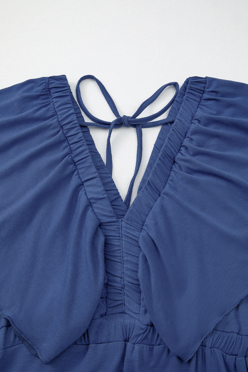 Grass Green Textured V Neck Flutter Sleeve Ruffled Maxi Dress