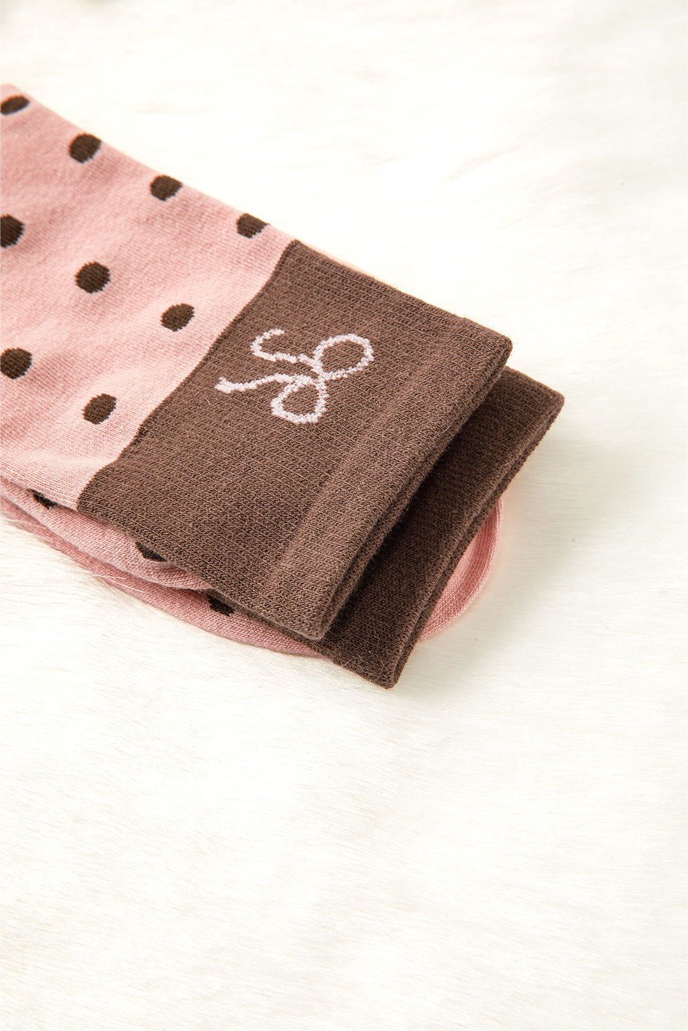 Blossom 1 Pairs Polka Dot Print Contrast Bow Block Socks