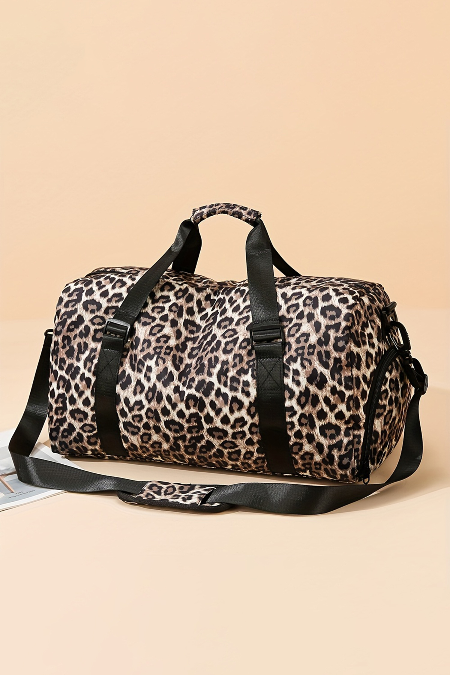 Coffee Leopard Large Travel Duffel Bag