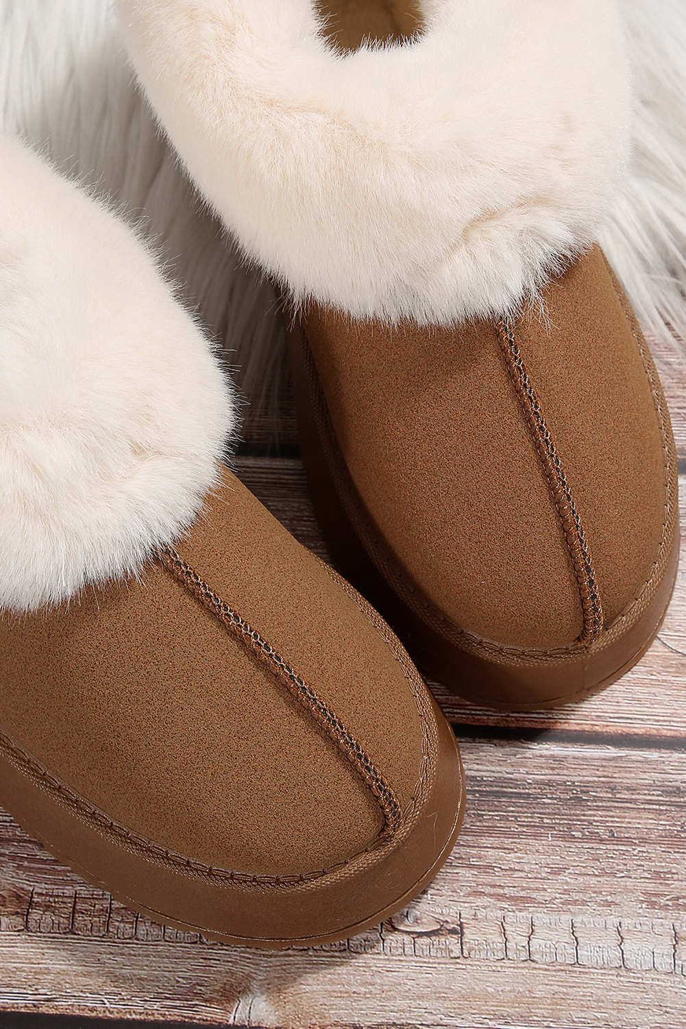 Chestnut Contrast Print Suede Plush Lined Snow Boots