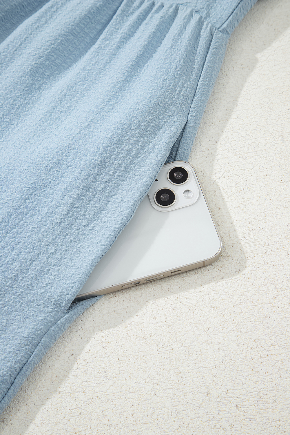 Sky Blue Ruffled Flutter Sleeve Square Neck Textured Tiered Maxi Dress