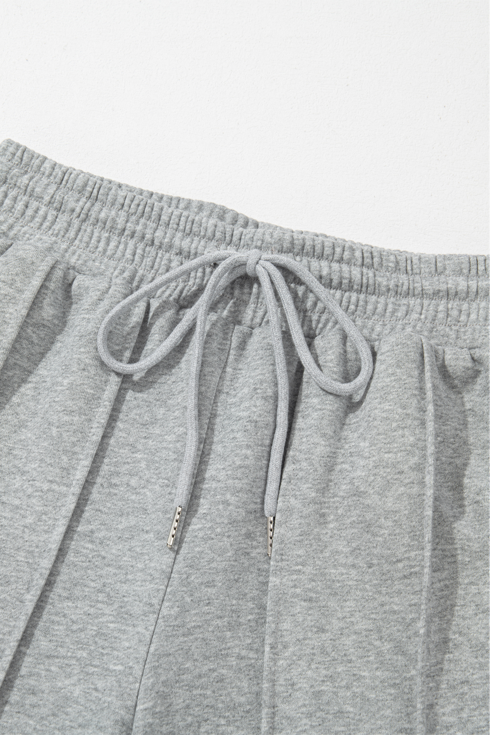Black Seamed Drawstring High Waist Wide Leg Sweatpants
